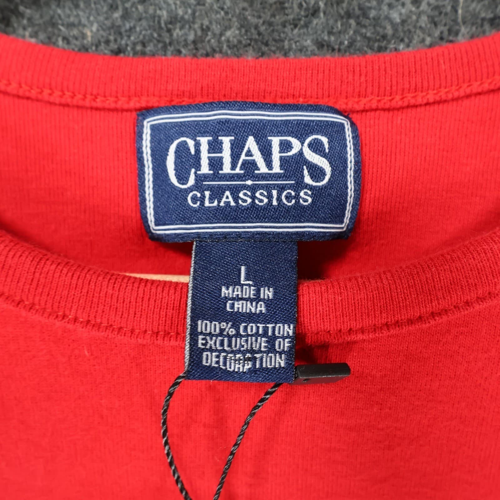 Chaps Classics T-Shirt Womens Large Red Cotton Nautical Button Shoulder Tee - Thumbnail 7