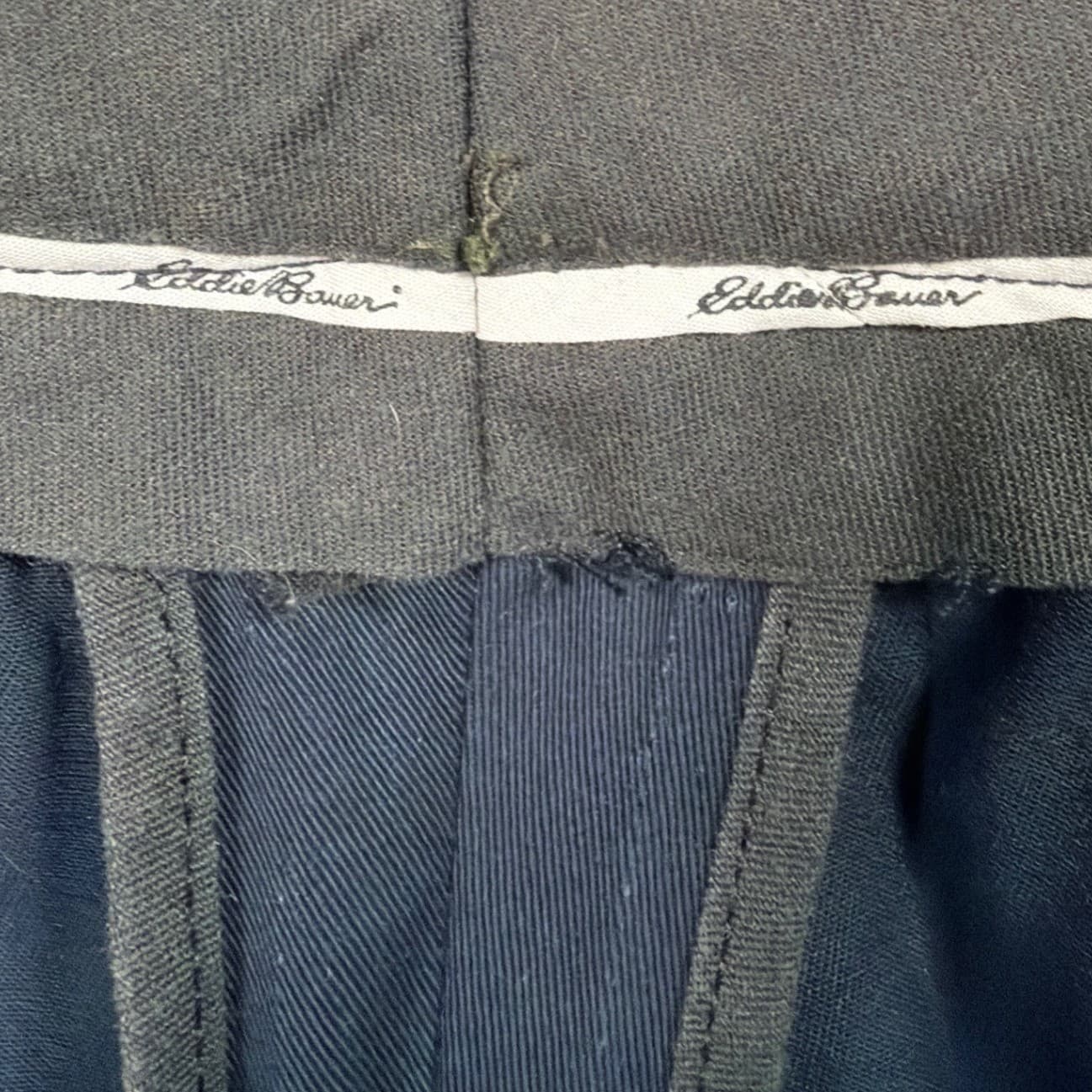 Vintage Eddie Bauer Chino Pants Mens 44 Navy Blue Pleated Front Cotton Twill - Thumbnail 7