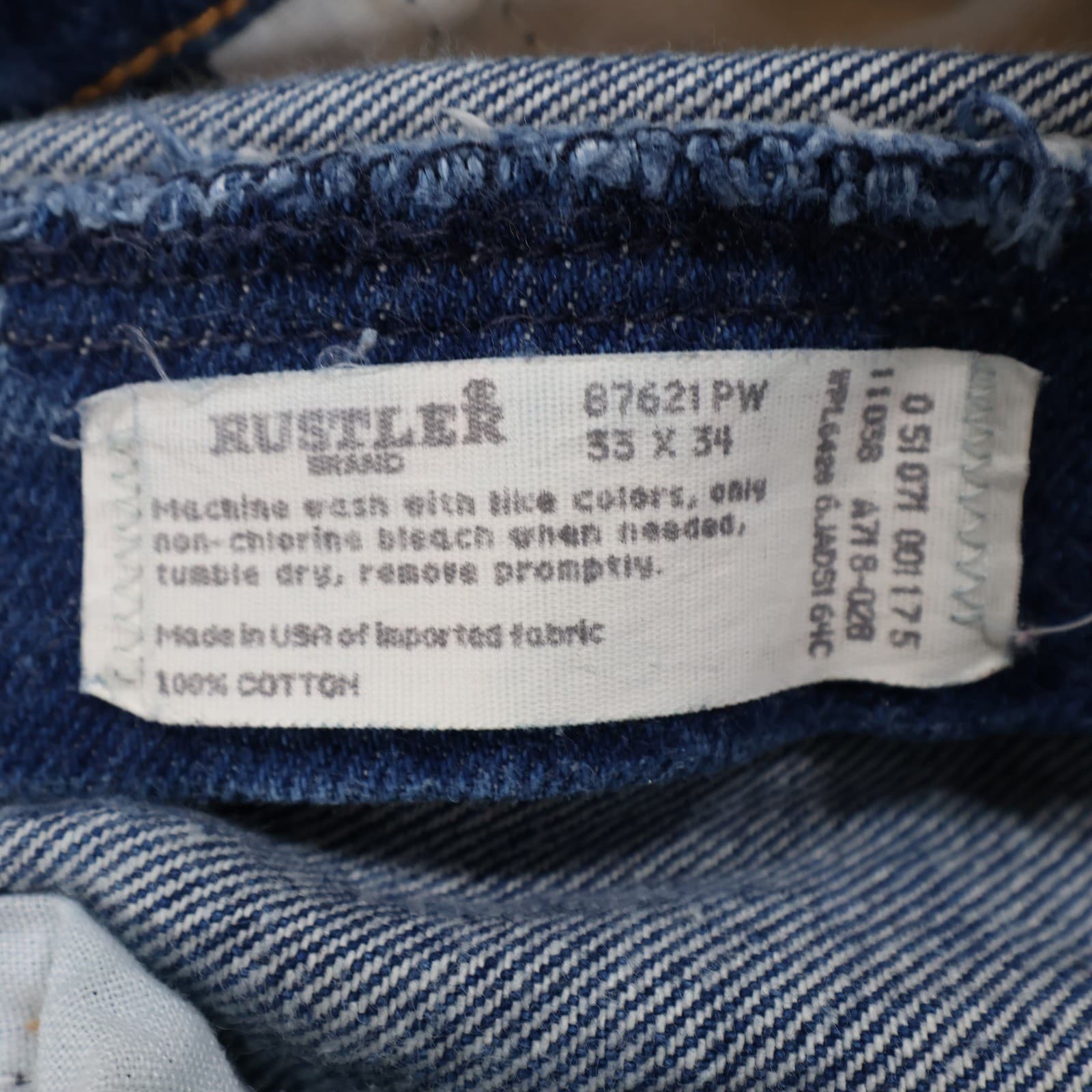 Rustler Straight Leg Jeans Mens 33x34 Blue 100% Cotton Regular Fit Vintage USA - Thumbnail 7