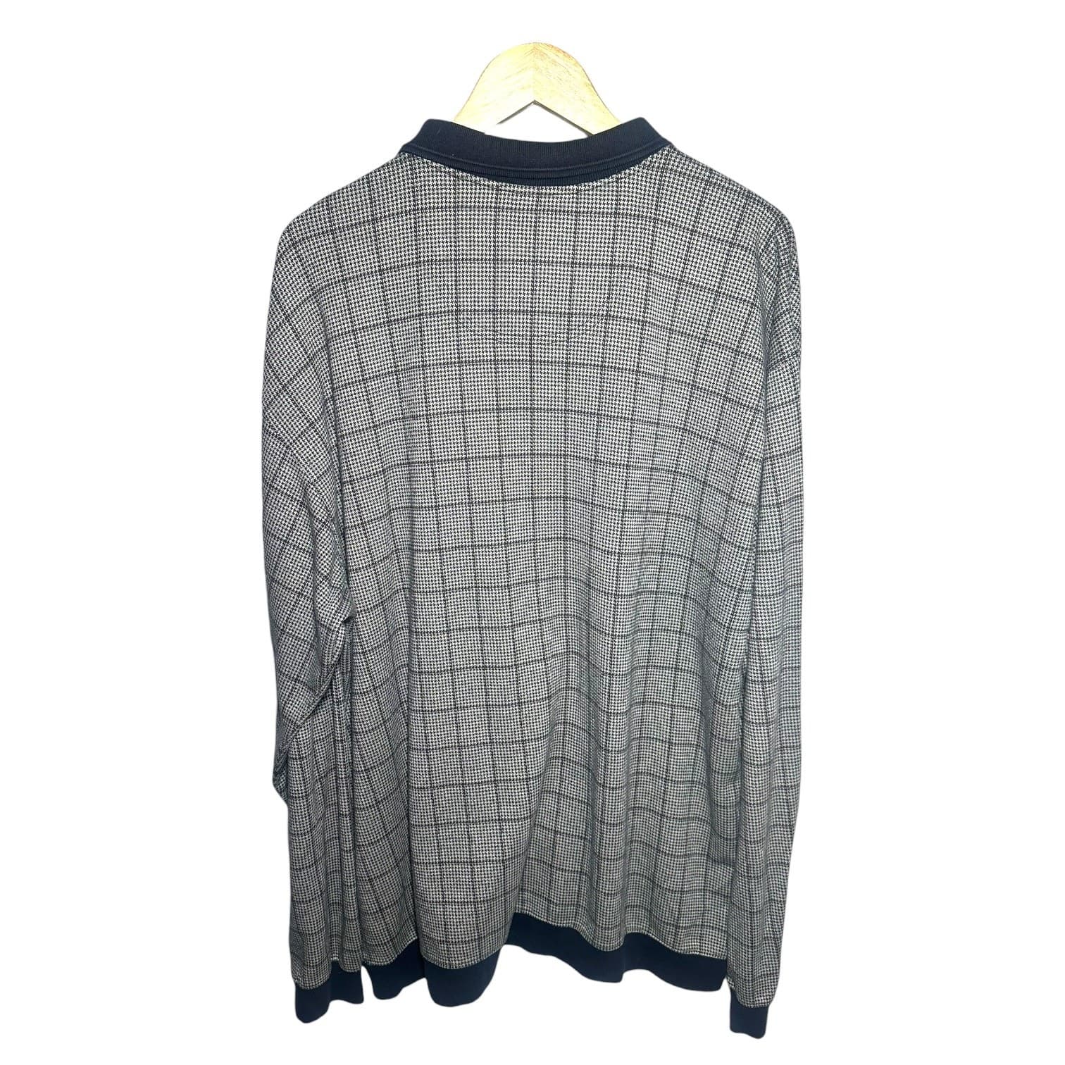 Harbor Bay Men's 2XLT Long Sleeve Polo Shirt Gray Houndstooth Big & Tall - Thumbnail 3