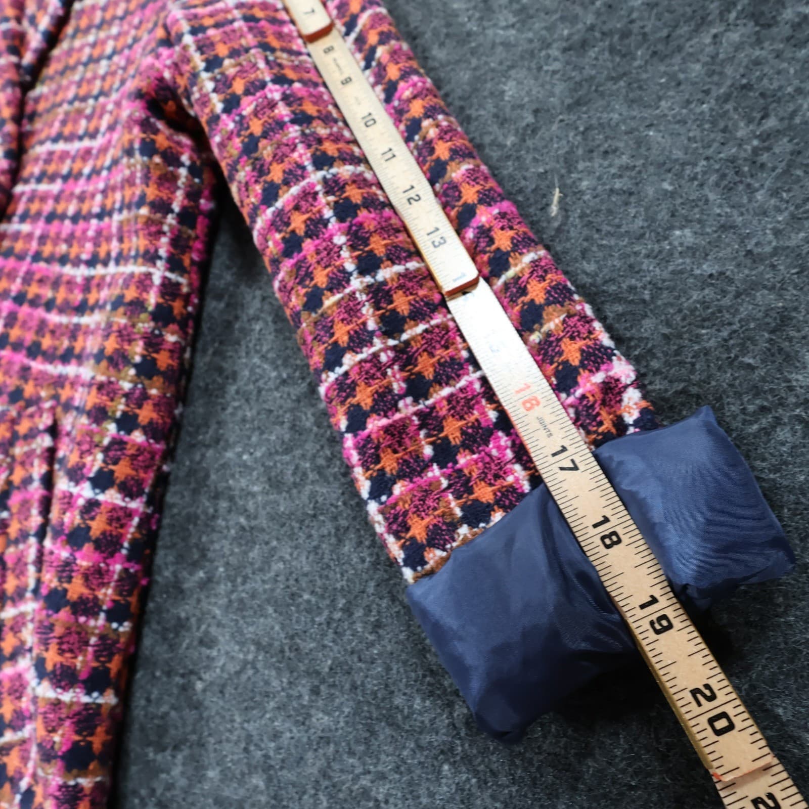 Aura Tweed Coat Women Small Pink Excellent Double Breasted Plaid Peacoat - Thumbnail 4