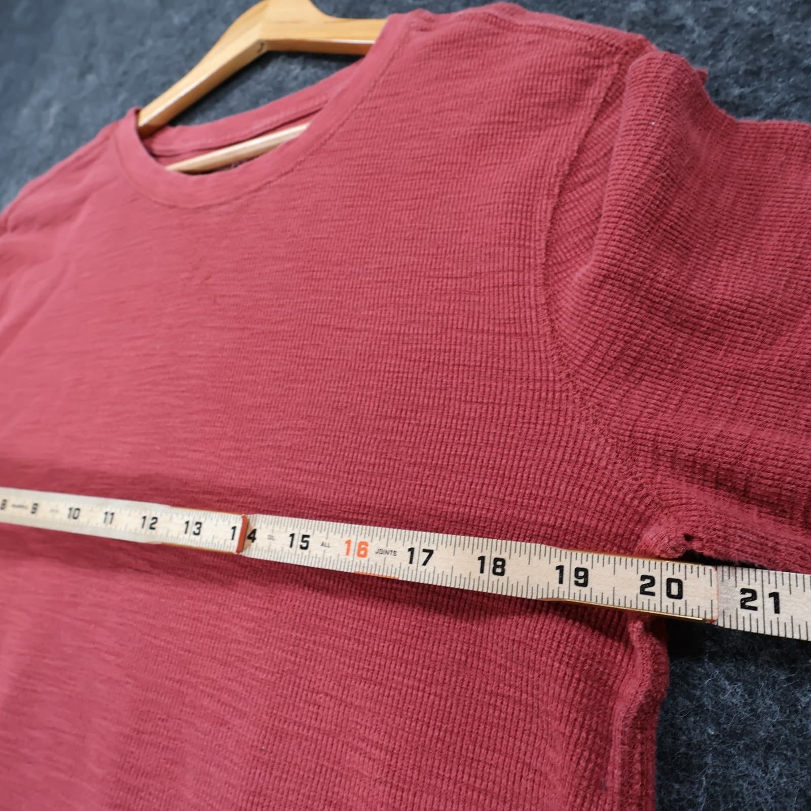Arizona Jean Co Thermal Shirt Mens Large Red Cotton Waffle Knit Long Sleeve - Thumbnail 3