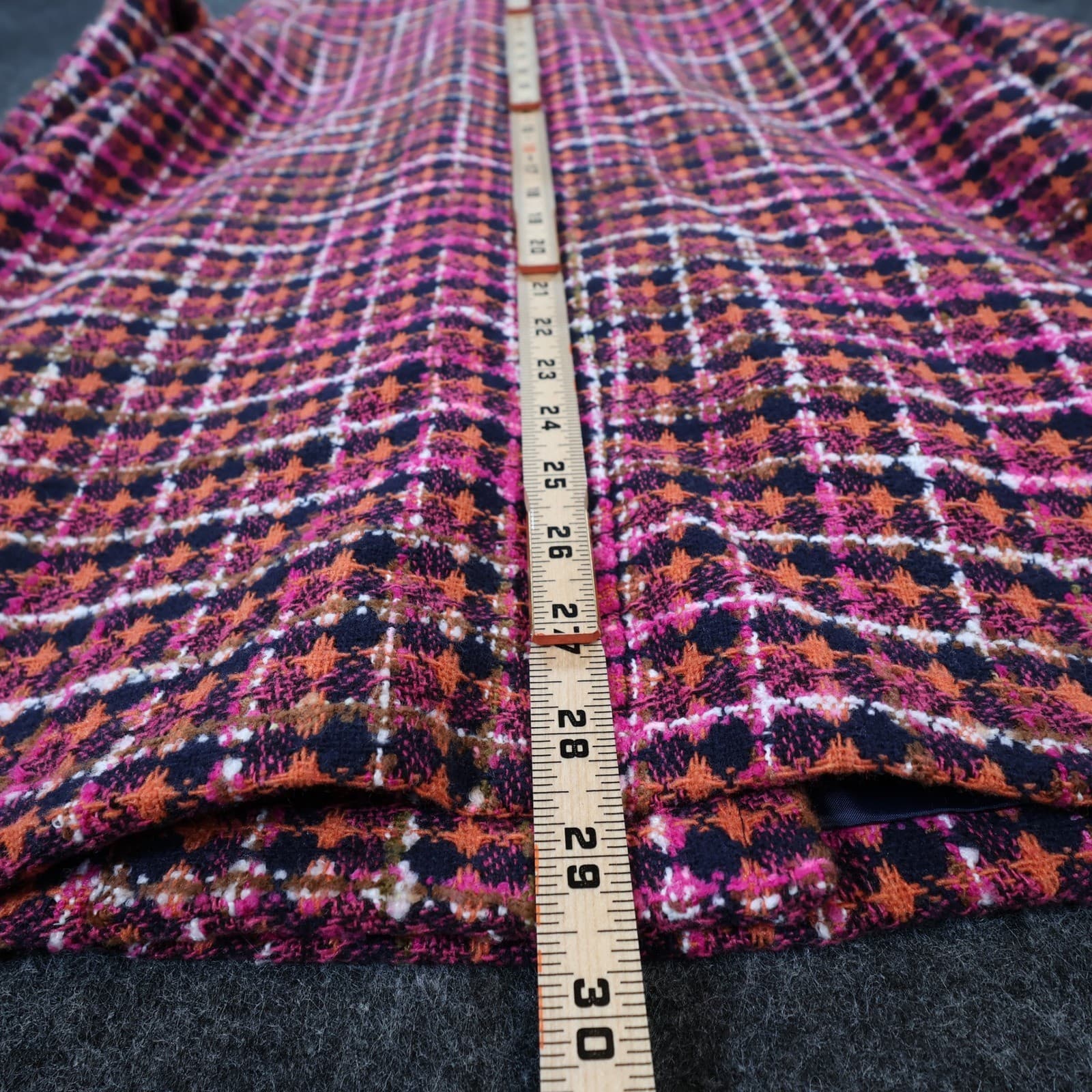 Aura Tweed Coat Women Small Pink Excellent Double Breasted Plaid Peacoat - Thumbnail 5