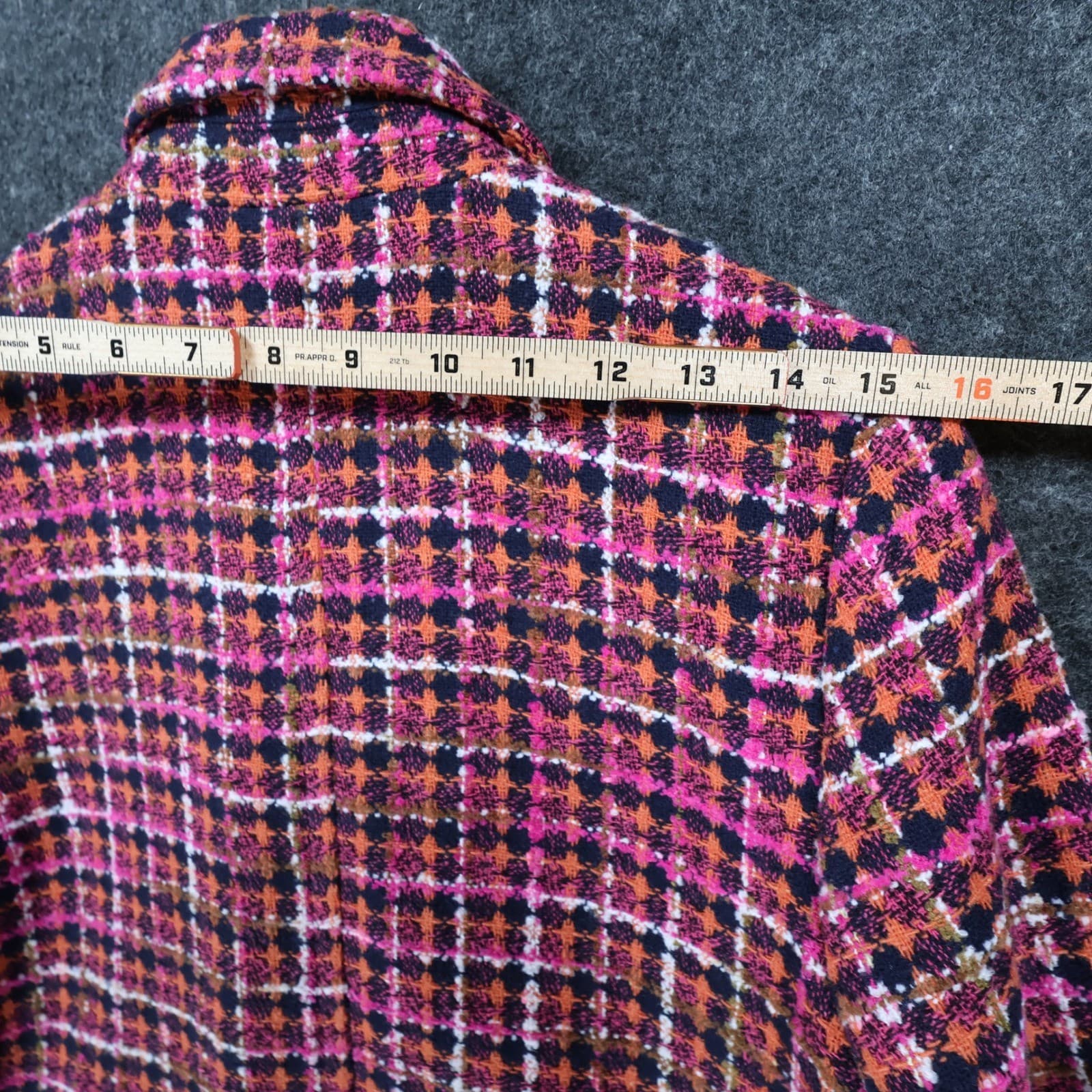 Aura Tweed Coat Women Small Pink Excellent Double Breasted Plaid Peacoat - Thumbnail 6