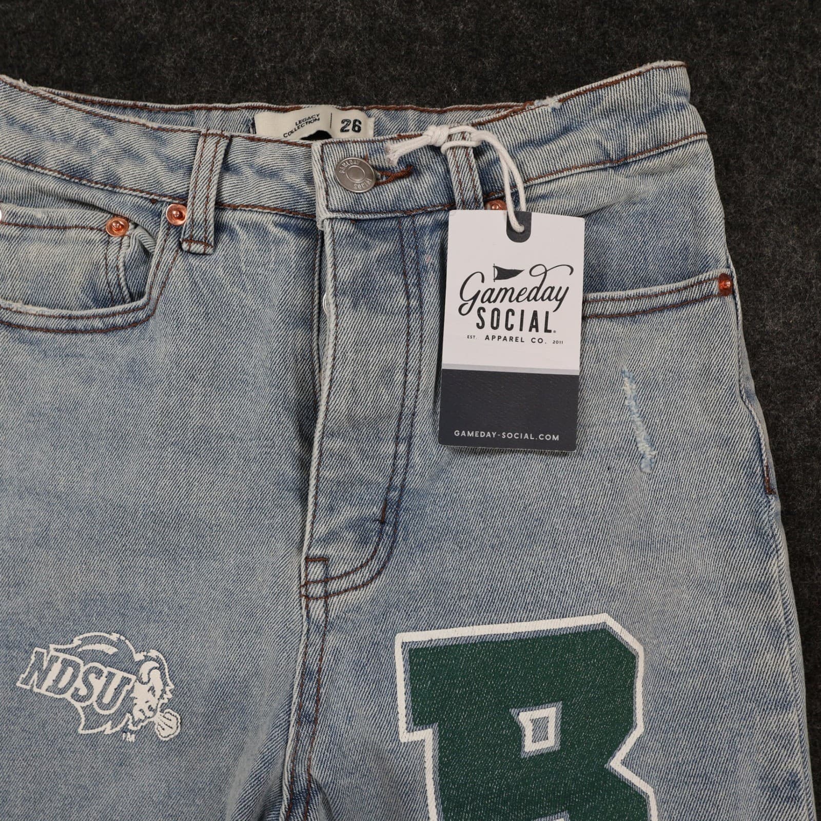 Gameday Social Jeans Womens 26 Blue Cotton NDSU Bison Straight Leg High Rise New - Thumbnail 11