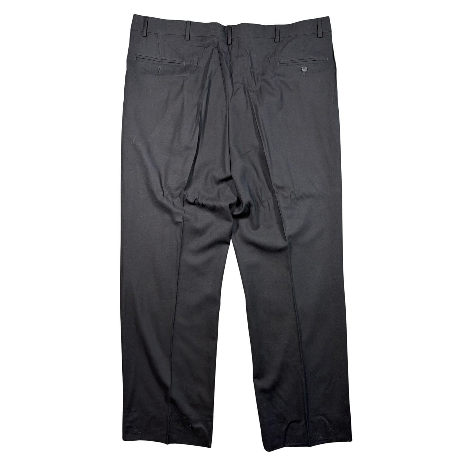 Irvine Park Dress Pants Men 44XL Black 100% Worsted Wool Pleated Front - Thumbnail 5