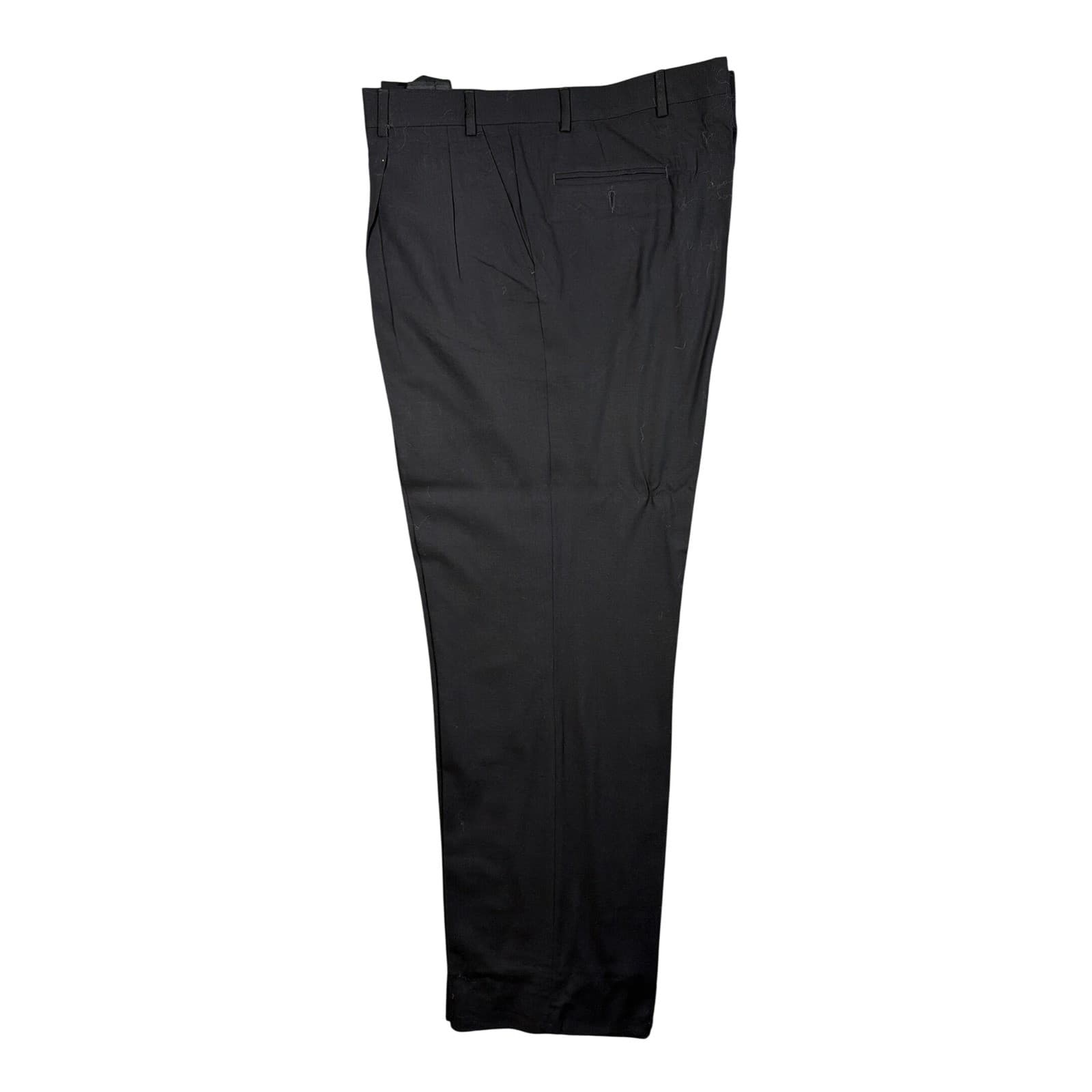 Irvine Park Dress Pants Men 44XL Black 100% Worsted Wool Pleated Front - Thumbnail 3
