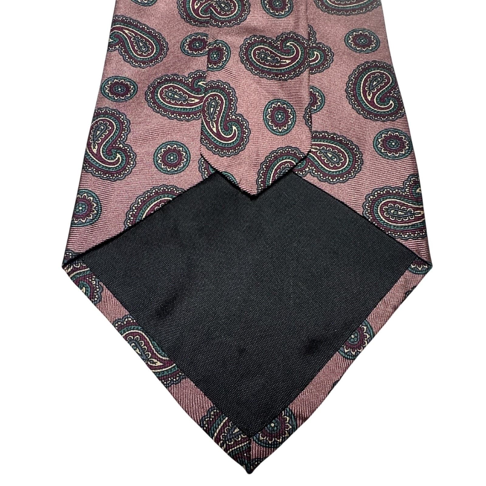 Resilio Mens Silk Tie Mauve Pink Paisley Medallion Pattern Made in USA Vintage - Thumbnail 3