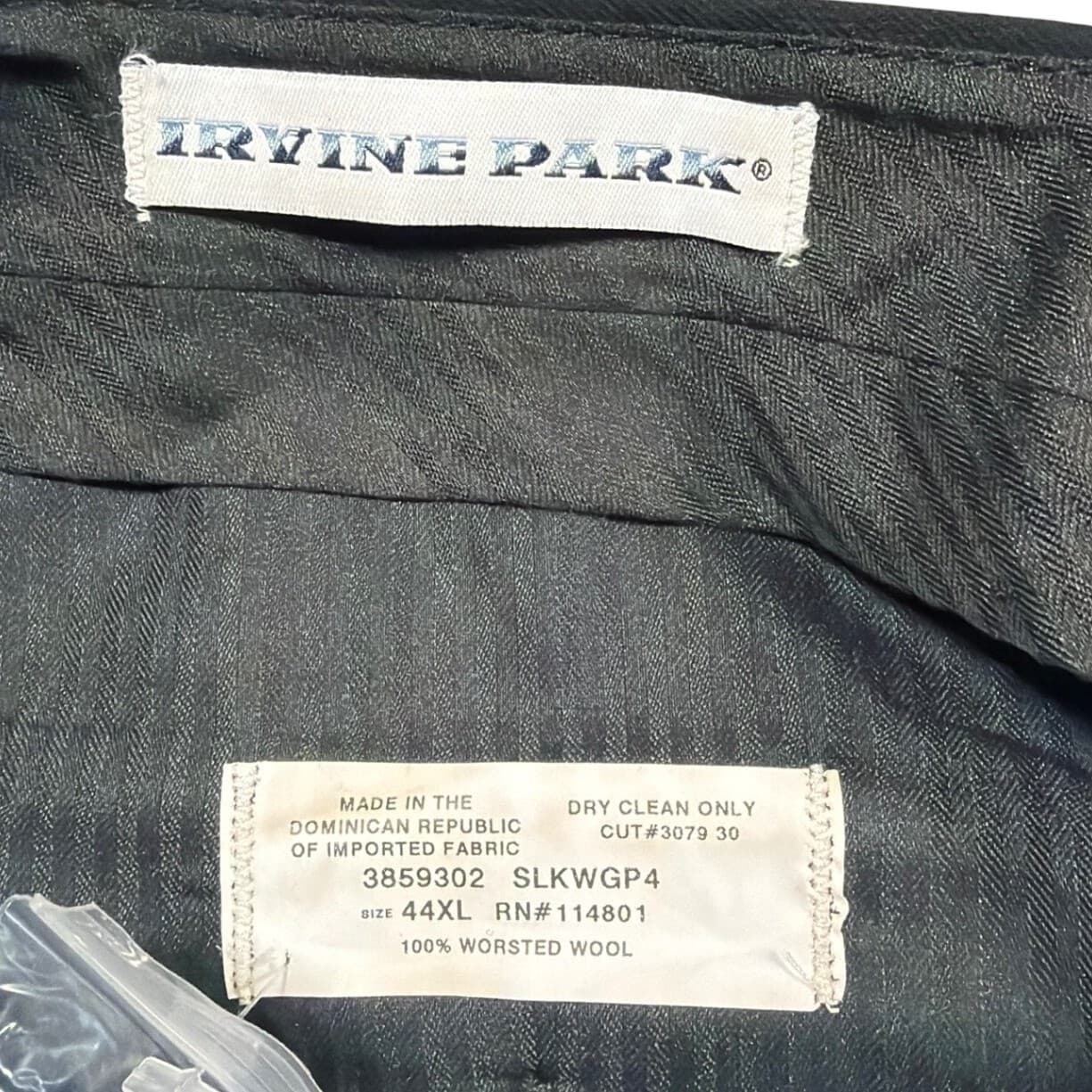 Irvine Park Dress Pants Men 44XL Black 100% Worsted Wool Pleated Front - Thumbnail 7