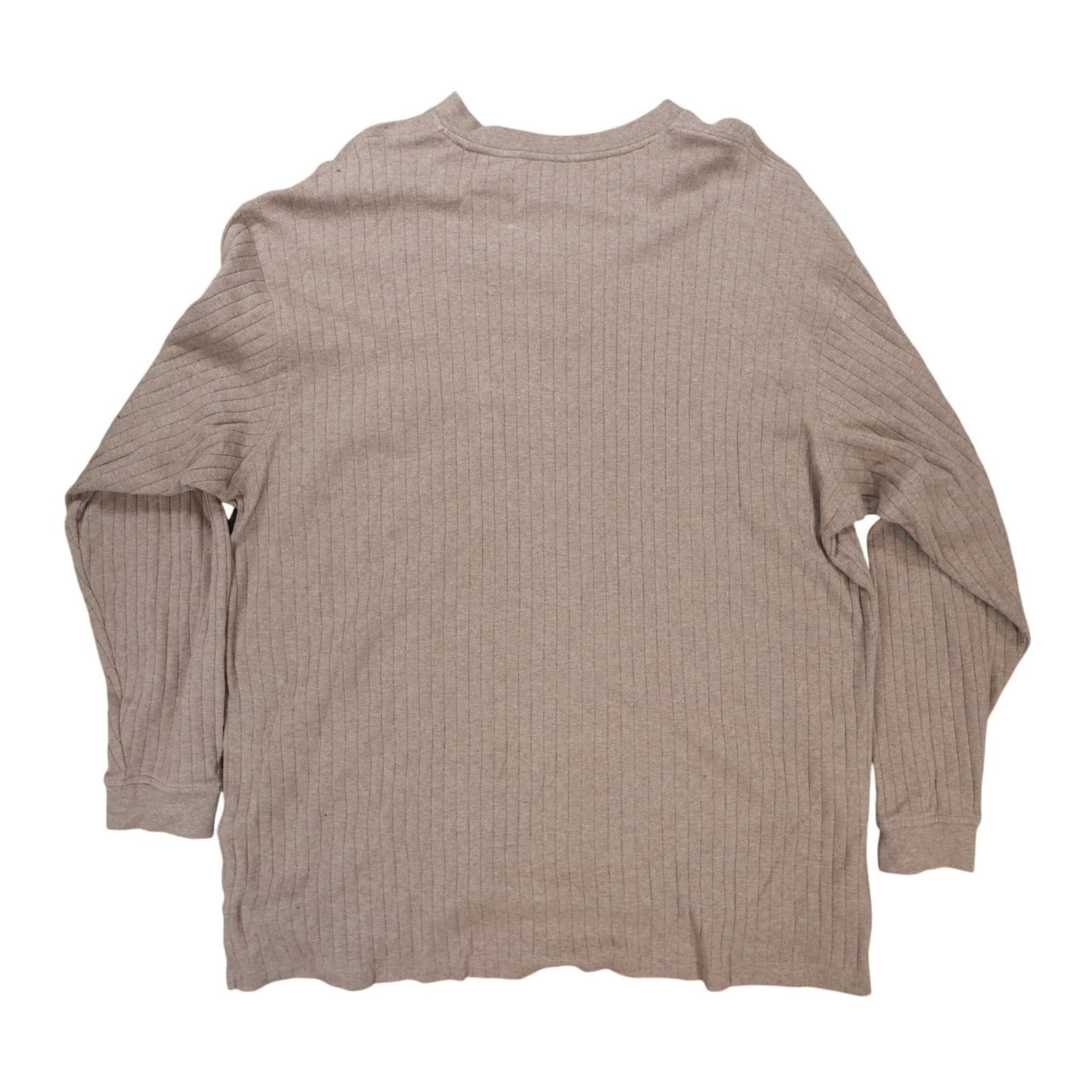 Roundtree Yorke Henley Mens 2X Brown Excellent Ribbed Texture - Thumbnail 2