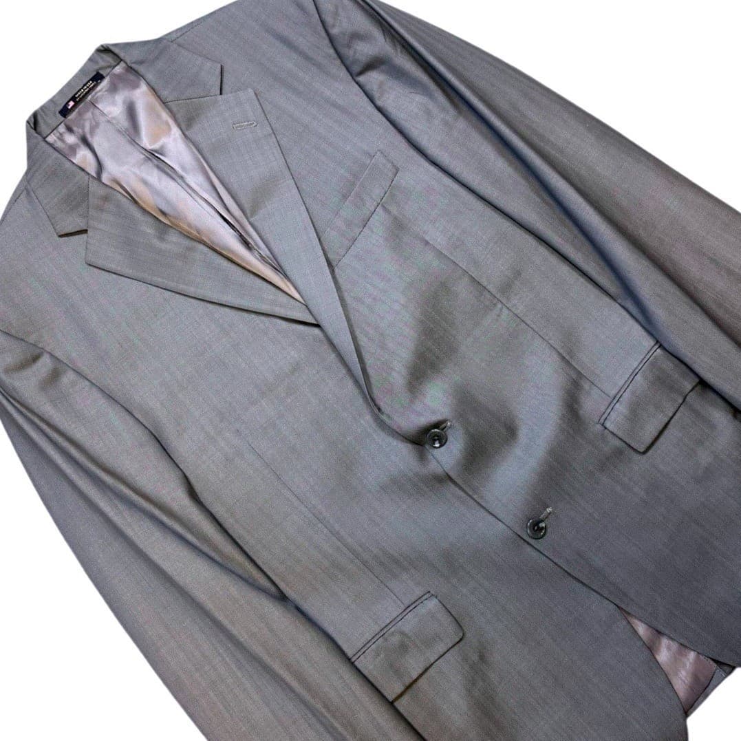 Hart Schaffner Marx Blazer Mens 42L Gray Excellent Zignone Wool Herringbone - Thumbnail 4