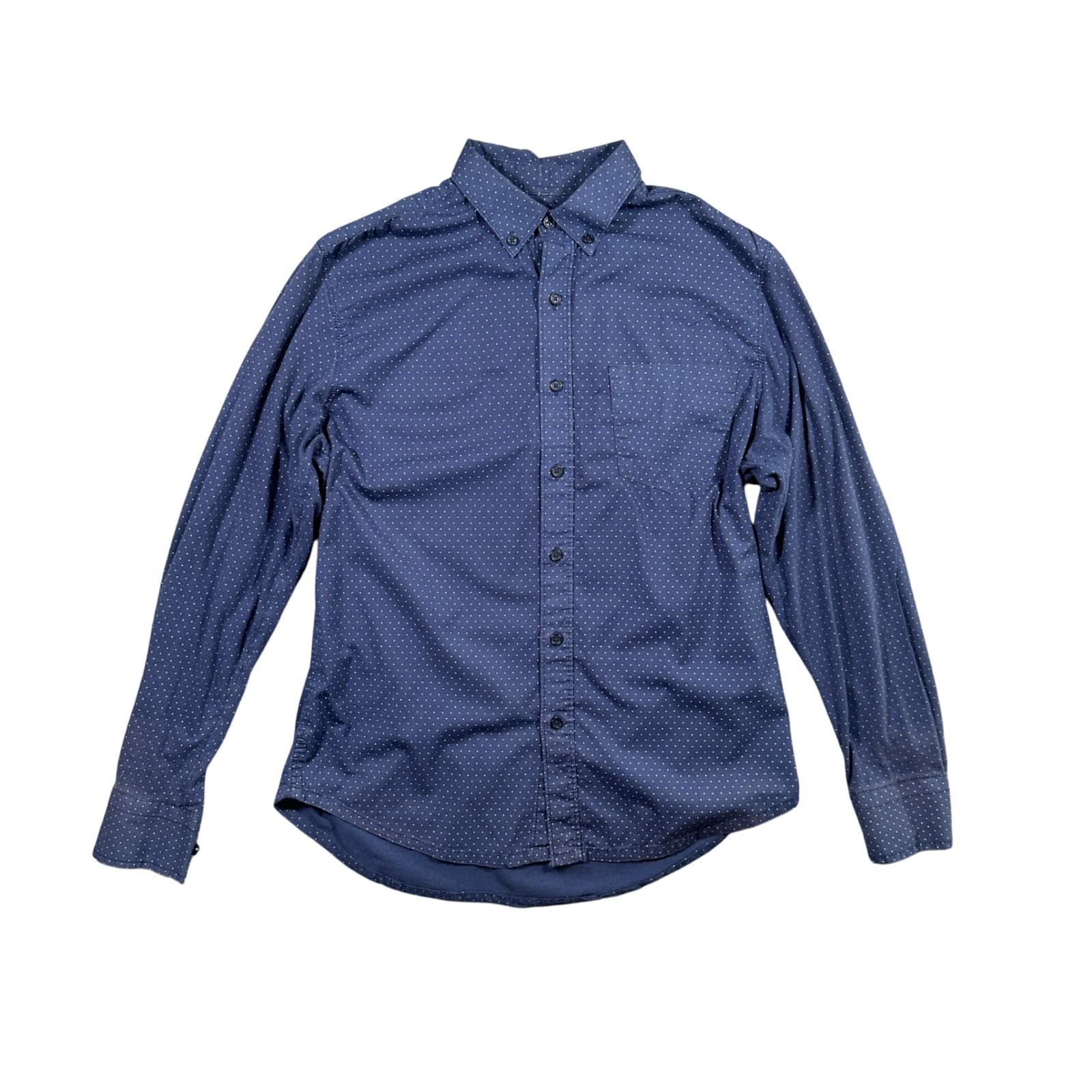 WRK Standard Shirt Mens Medium Blue Polka Dot Button Down Stretch - Thumbnail 2