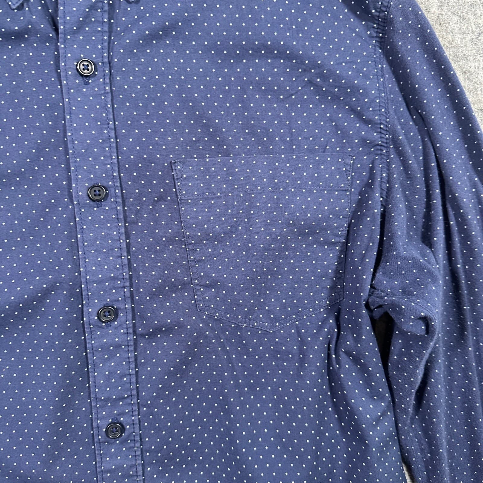 WRK Standard Shirt Mens Medium Blue Polka Dot Button Down Stretch - Thumbnail 5