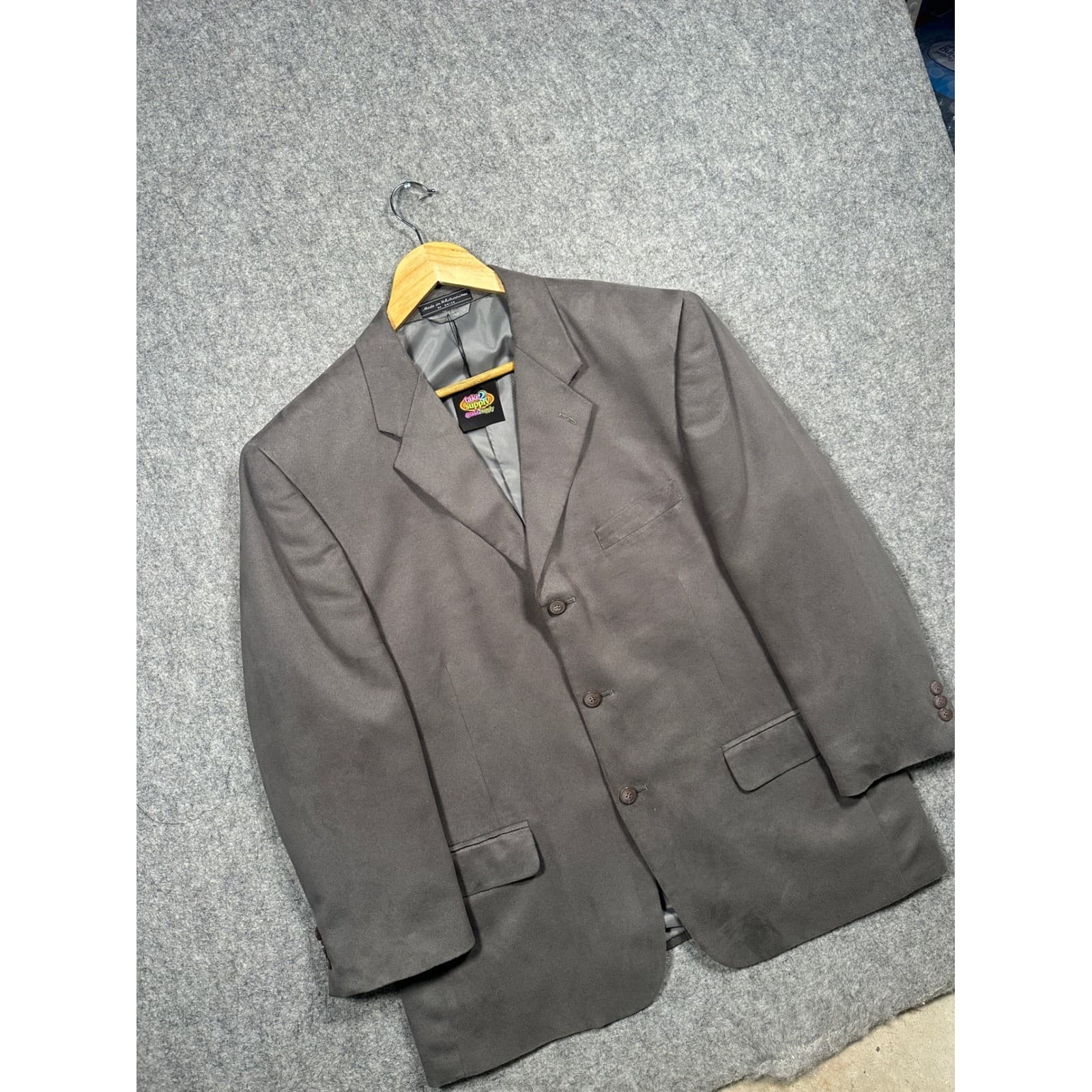 Jeffrey Banks SupraSuede Grey 3-Button Blazer Sport Coat Mens Size 44S - Thumbnail 5