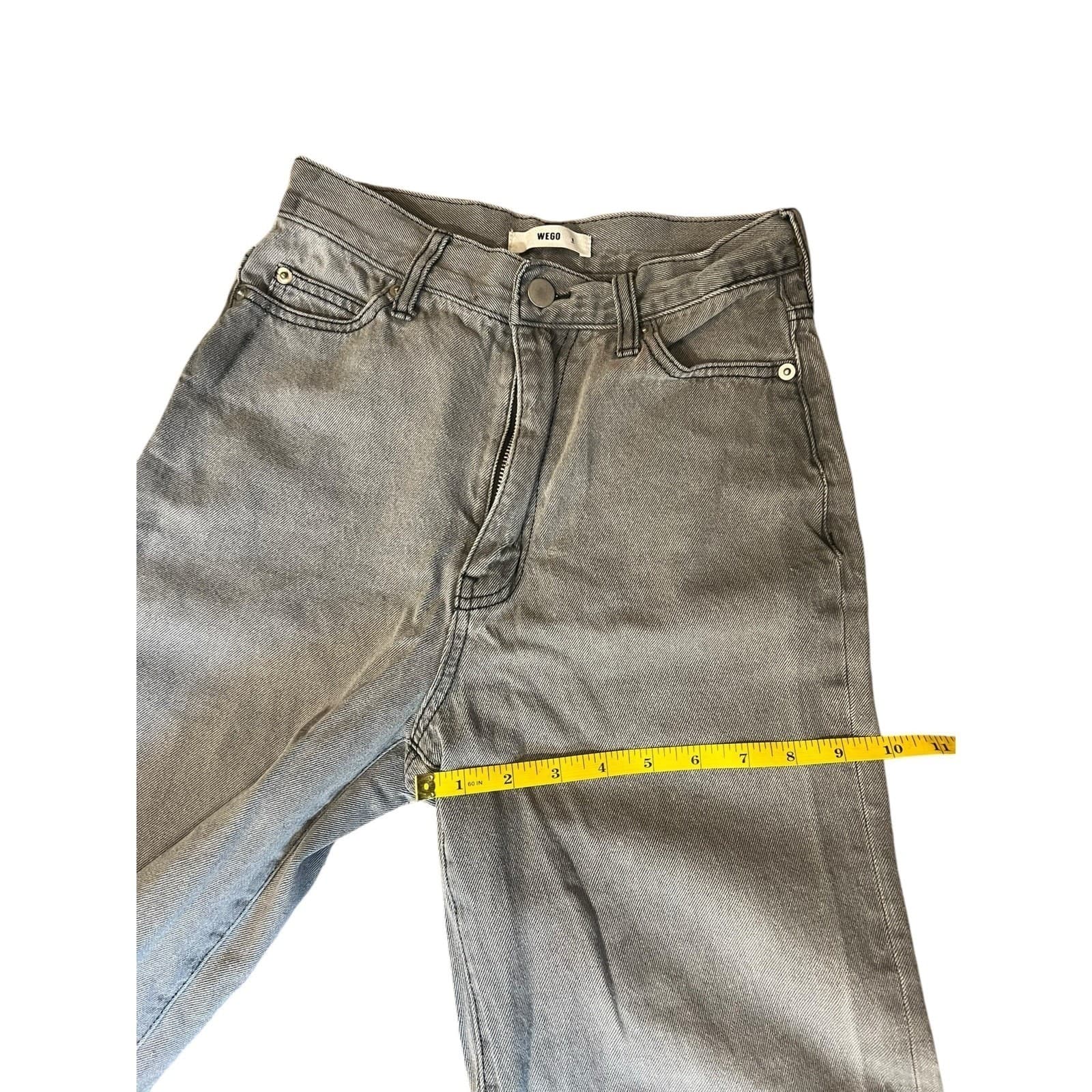 WEGO Wide Leg Jeans Women Vintage S Gray Cotton Denim High Rise Baggy Streetwear - Thumbnail 6