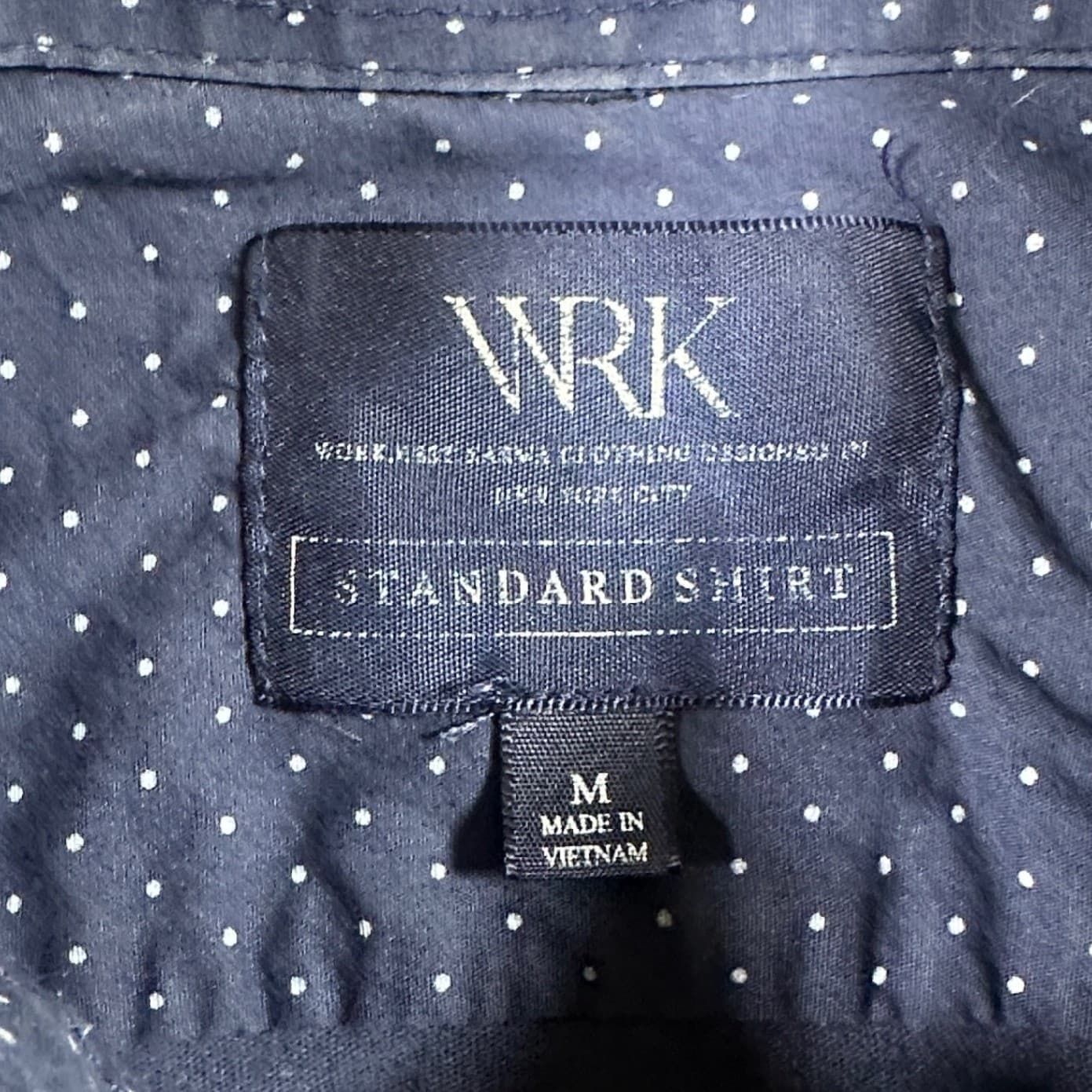 WRK Standard Shirt Mens Medium Blue Polka Dot Button Down Stretch - Thumbnail 7