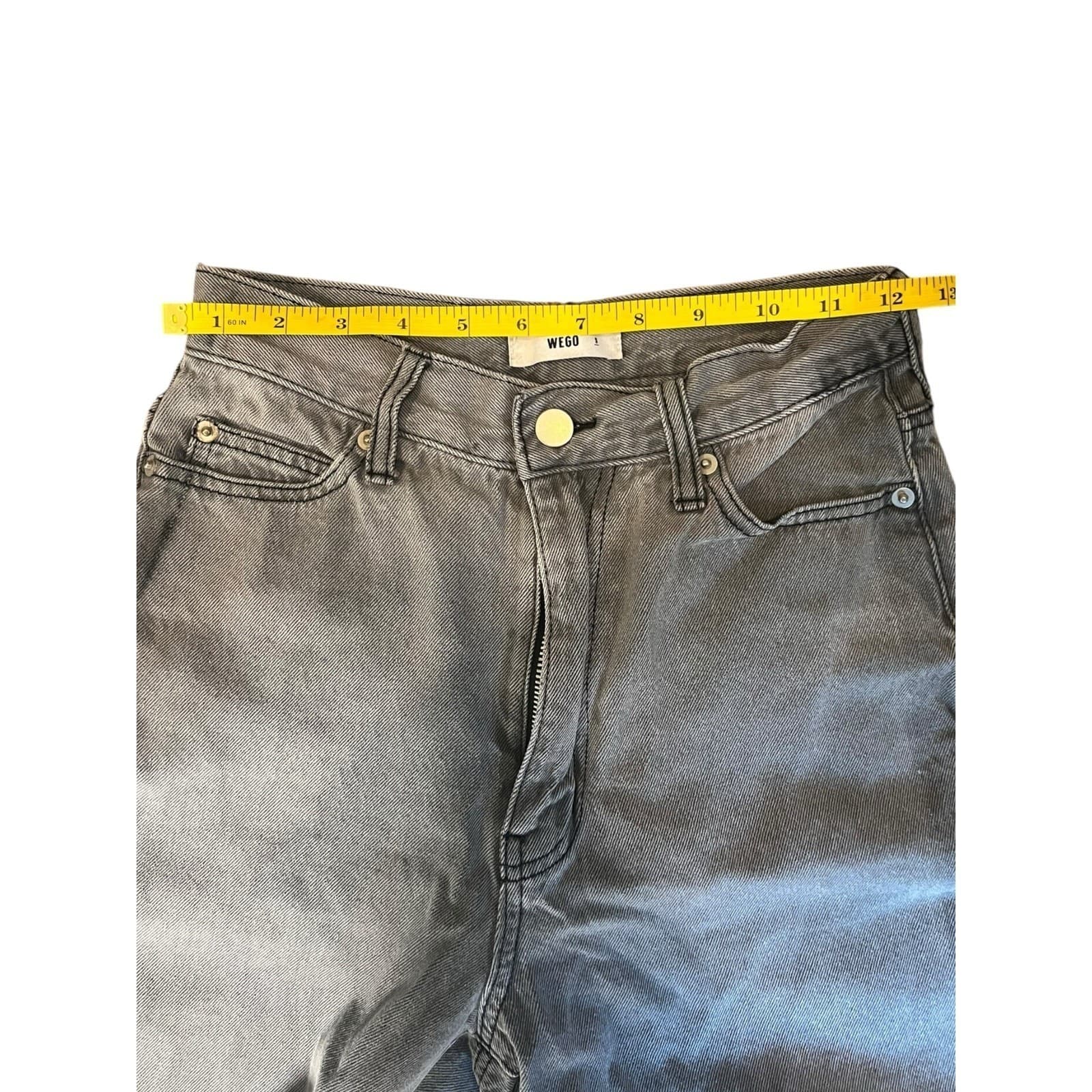 WEGO Wide Leg Jeans Women Vintage S Gray Cotton Denim High Rise Baggy Streetwear - Thumbnail 5