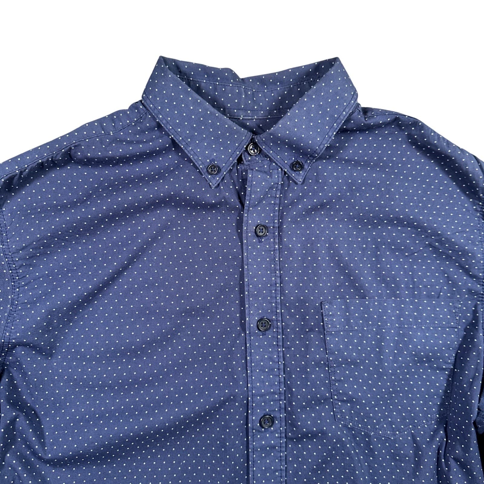 WRK Standard Shirt Mens Medium Blue Polka Dot Button Down Stretch - Thumbnail 4