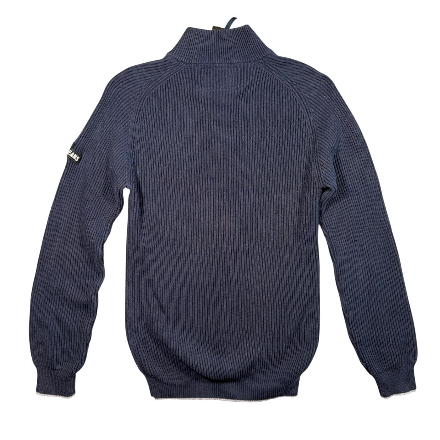 Vintage Nautica Jeans Co Sweater Mens L Navy Blue 1/4 Zip Ribbed Cotton - Thumbnail 2