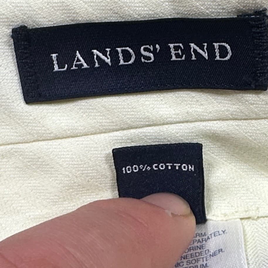 Lands' End Dress Pants Men 44 Long Olive Green Pleated Cotton Chinos - Thumbnail 8