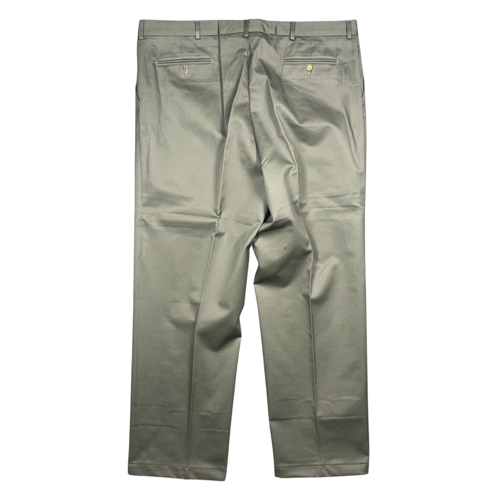 Lands' End Dress Pants Men 44 Long Olive Green Pleated Cotton Chinos - Thumbnail 5