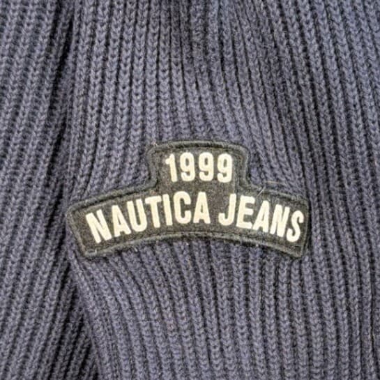 Vintage Nautica Jeans Co Sweater Mens L Navy Blue 1/4 Zip Ribbed Cotton - Thumbnail 4