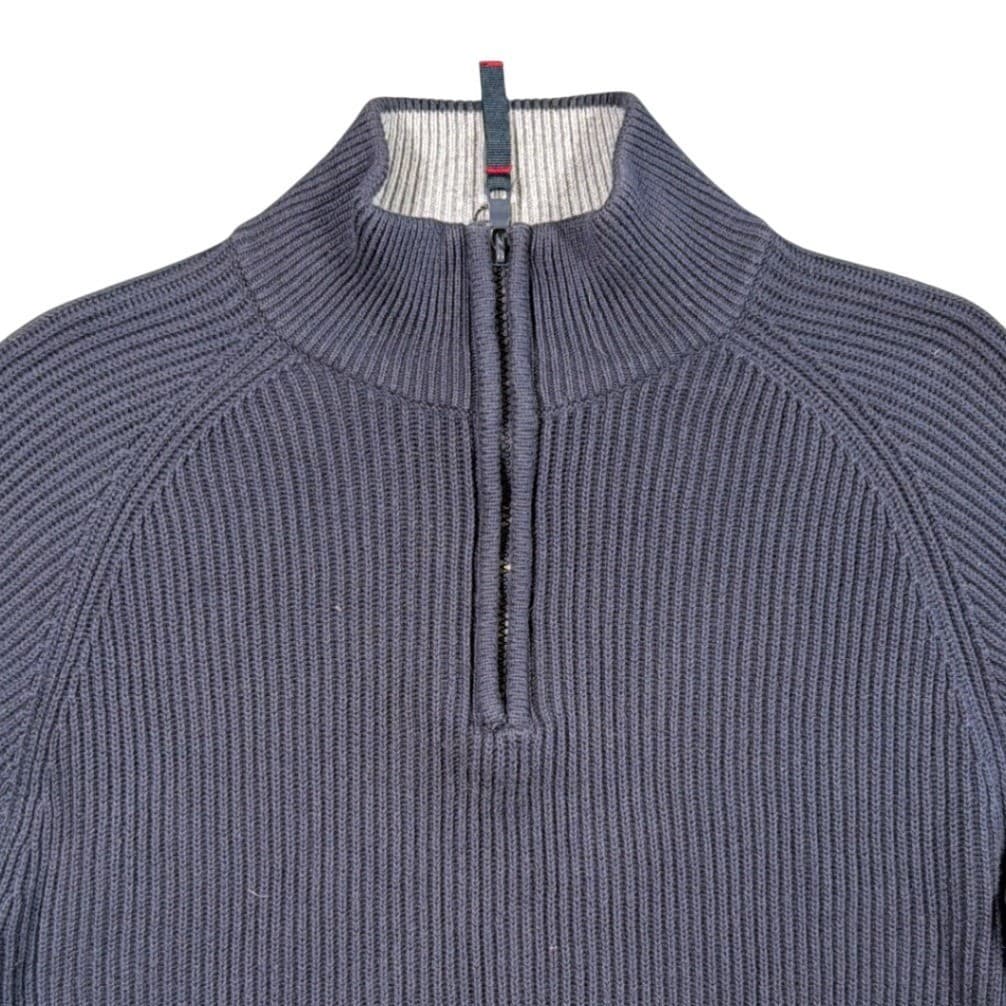 Vintage Nautica Jeans Co Sweater Mens L Navy Blue 1/4 Zip Ribbed Cotton - Thumbnail 3