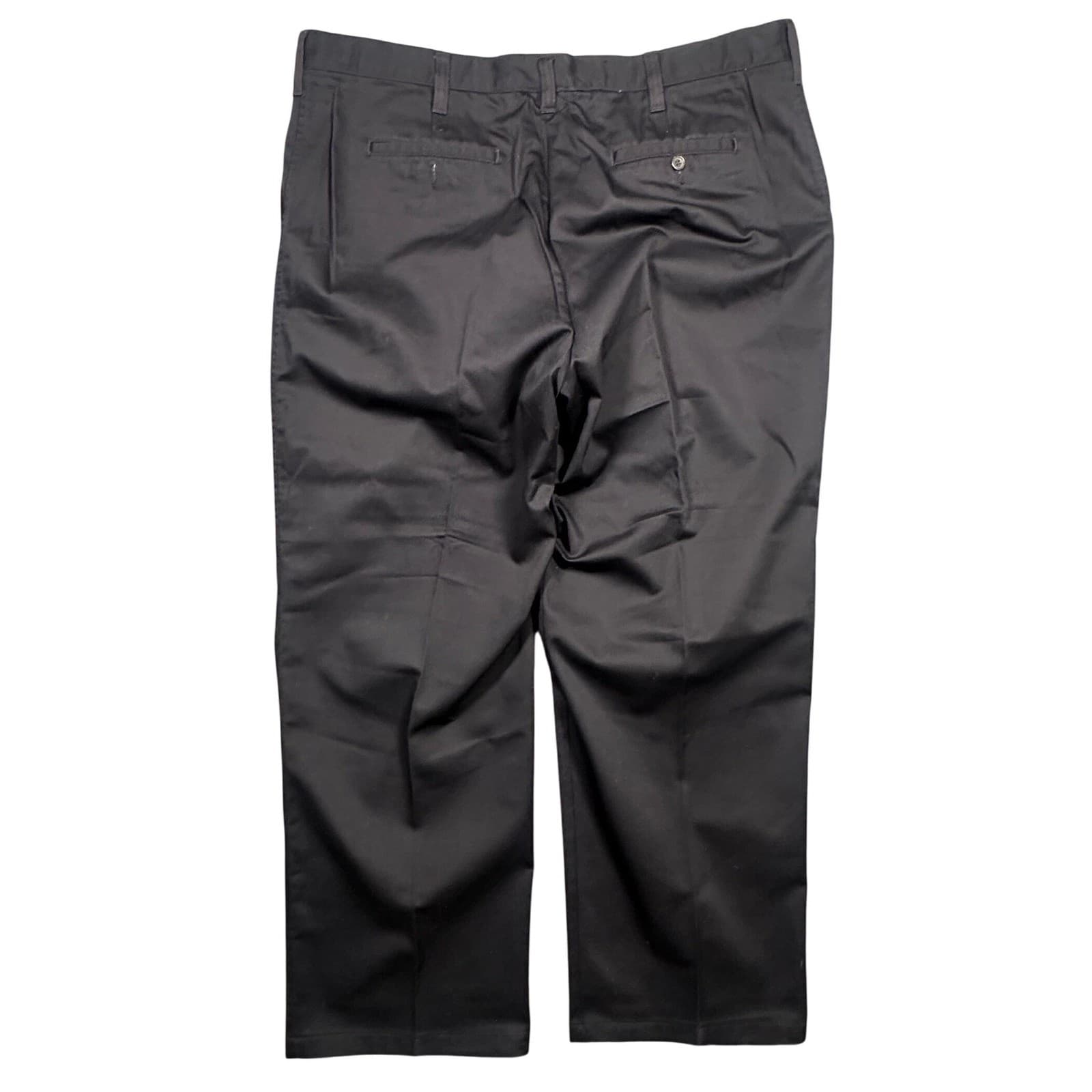 Eddie Bauer WRIN Black Pleated Chinos Mens 44x32 100% Cotton Pants - Thumbnail 2
