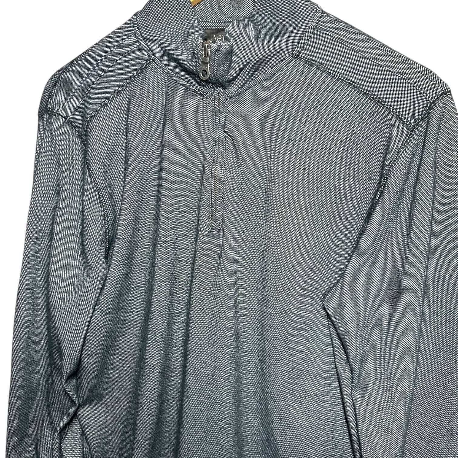 APT. Size 9 Men's Size M Lightweight Gray Performance Quarter-Zip Pullover Top - Thumbnail 3