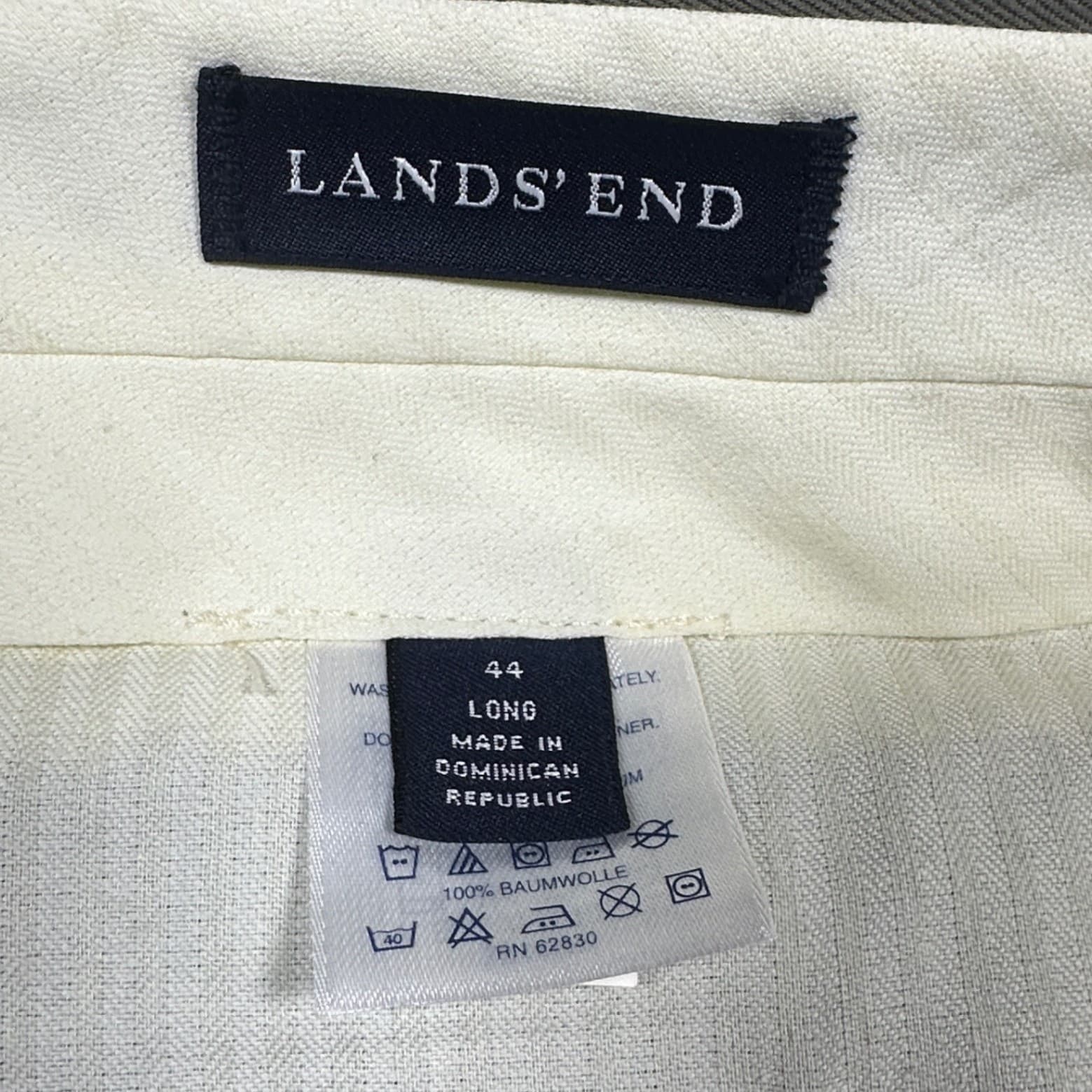 Lands' End Dress Pants Men 44 Long Olive Green Pleated Cotton Chinos - Thumbnail 7