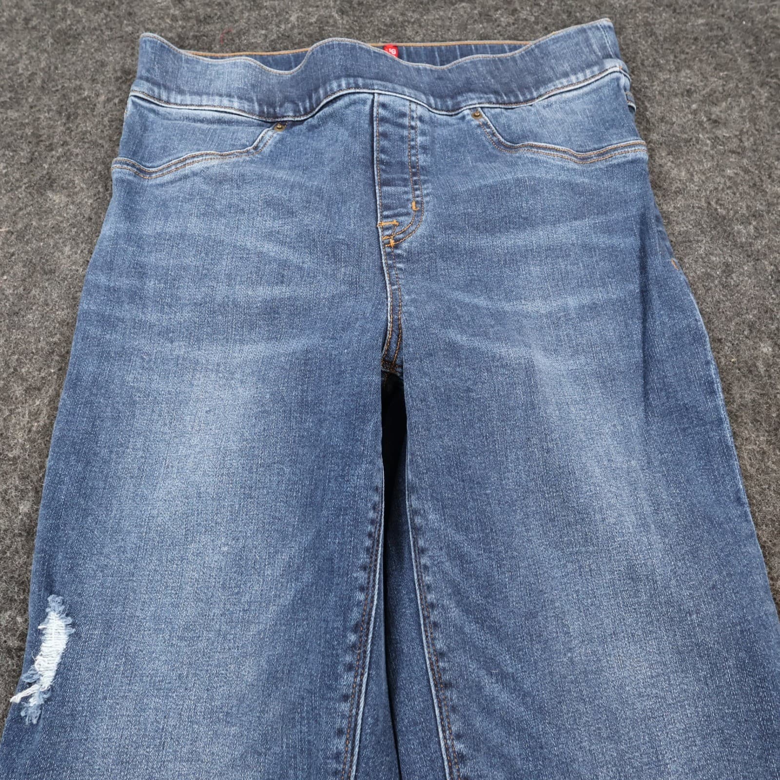 Spanx Jean-ish Leggings Womens Medium Cotton Blend Skinny Distressed Raw Hem - Thumbnail 11