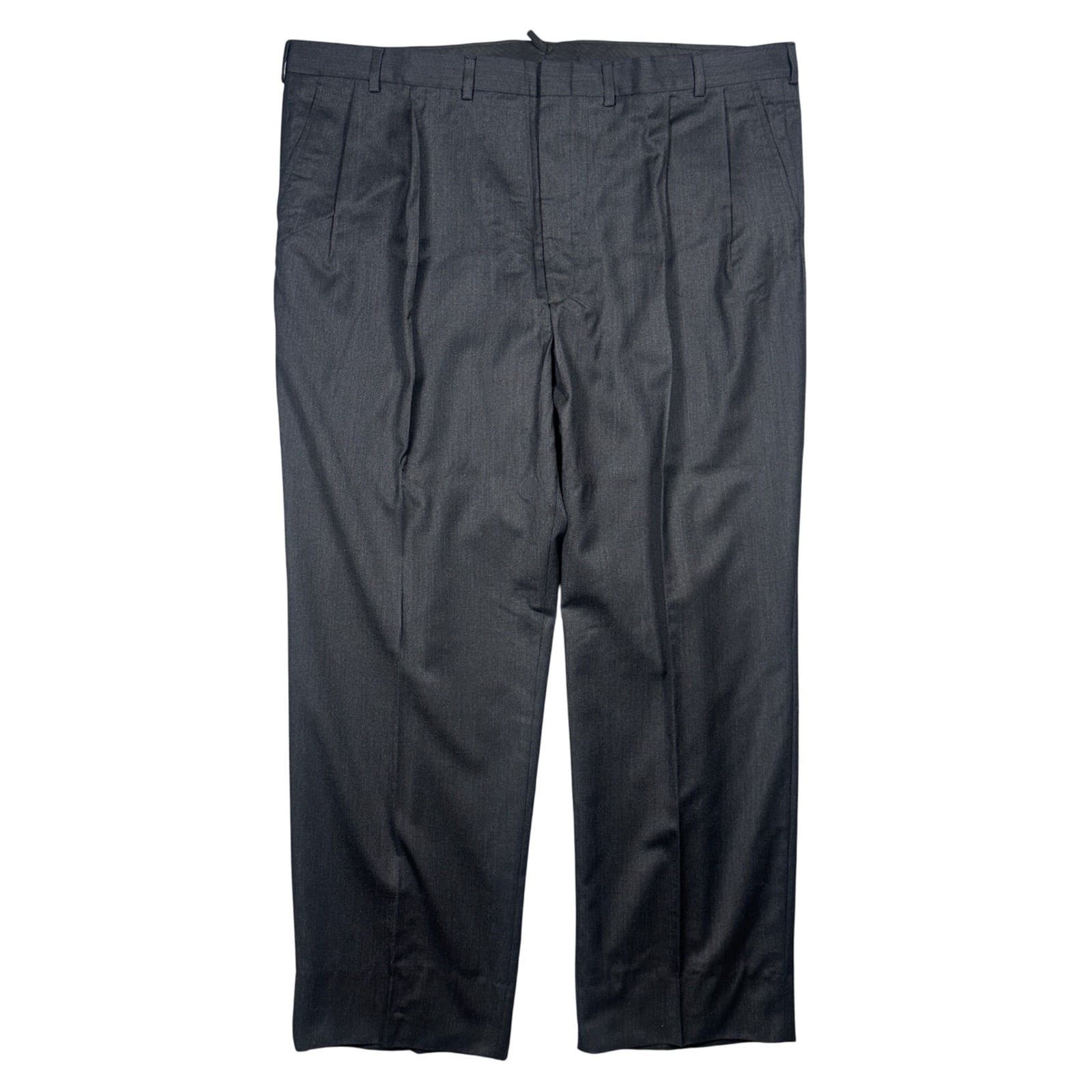 Lands' End Dress Pants Men 44 Long Charcoal Grey Excellent 100% Wool Pleated - Thumbnail 4