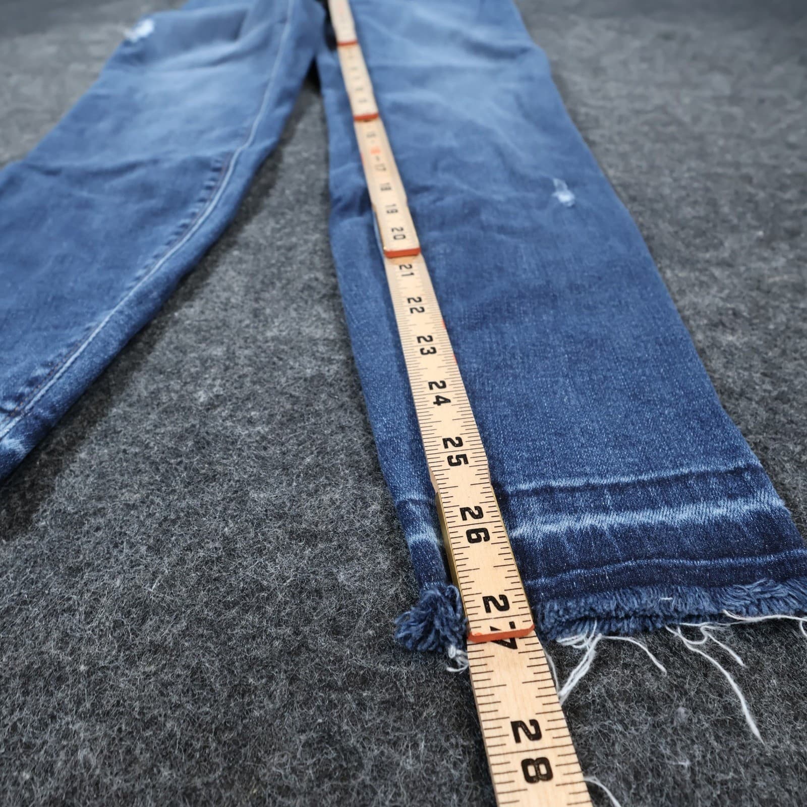Spanx Jean-ish Leggings Womens Medium Cotton Blend Skinny Distressed Raw Hem - Thumbnail 4
