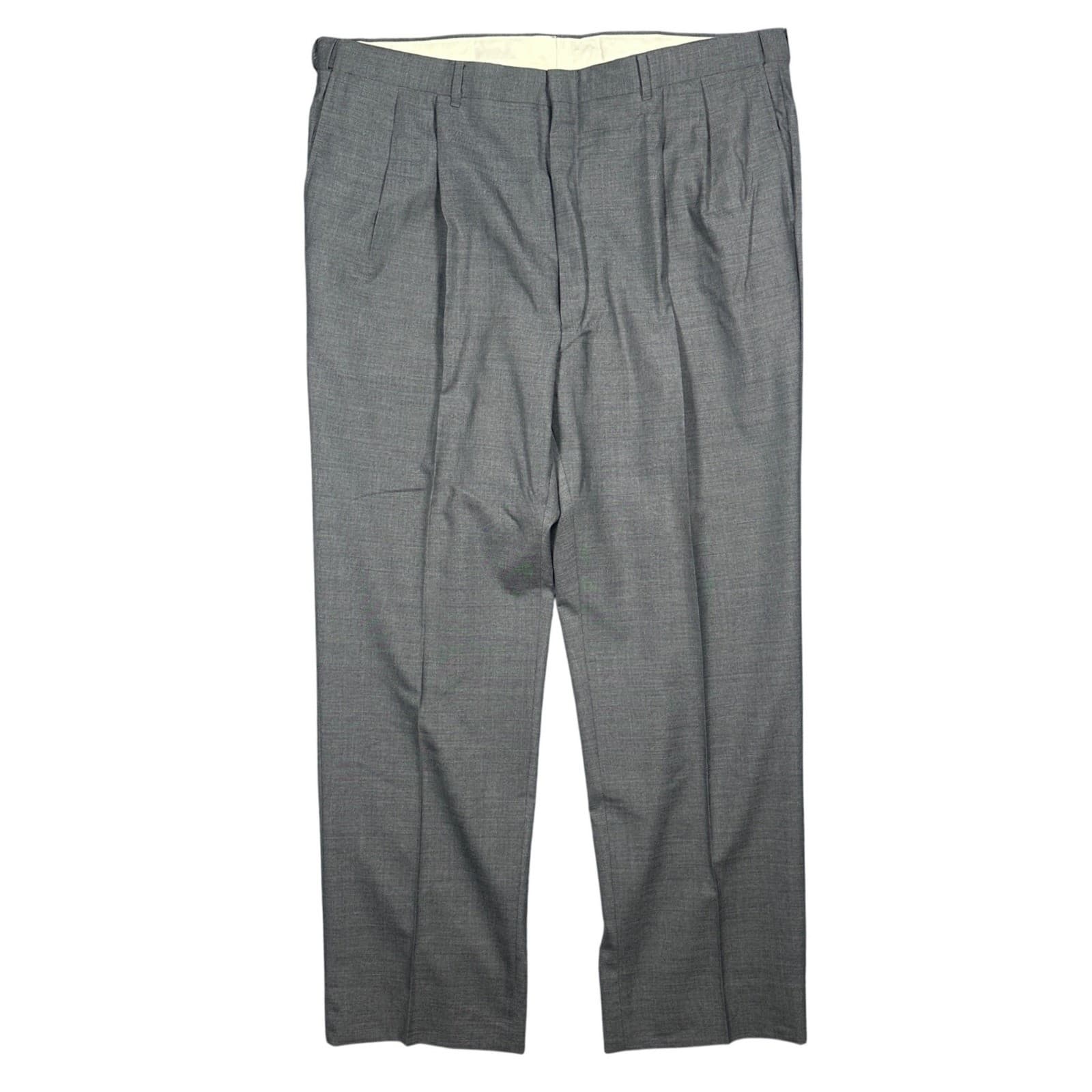 Norm Thompson Dress Pants Men 44 Long Grey Pleated Worsted Wool Blend - Thumbnail 4