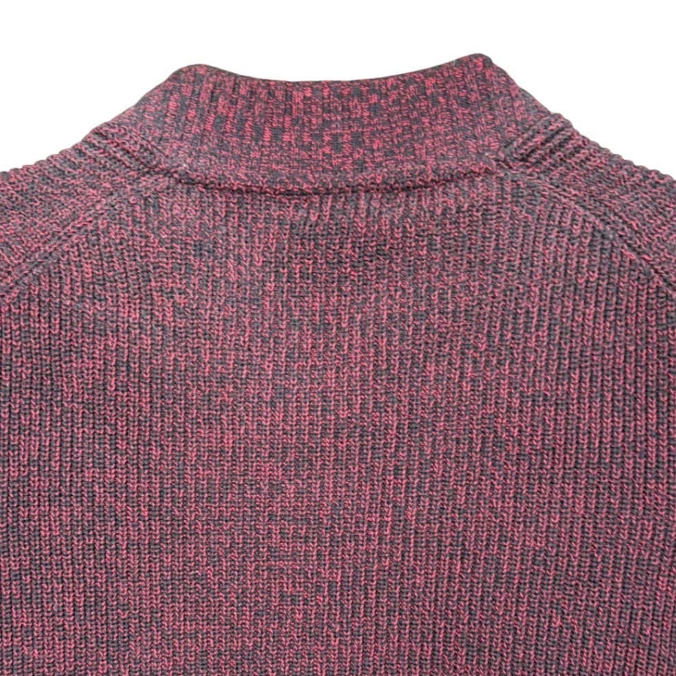 Alfani Full Zip Cardigan Sweater Mens Large Burgundy Ribbed Knit 100% Cotton - Thumbnail 4