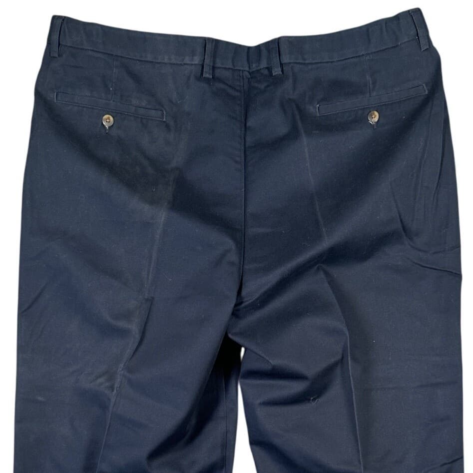 St Johns Bay Chinos Mens Size 44 Navy Blue Relaxed Fit Pleated Pants 43x32 - Thumbnail 4