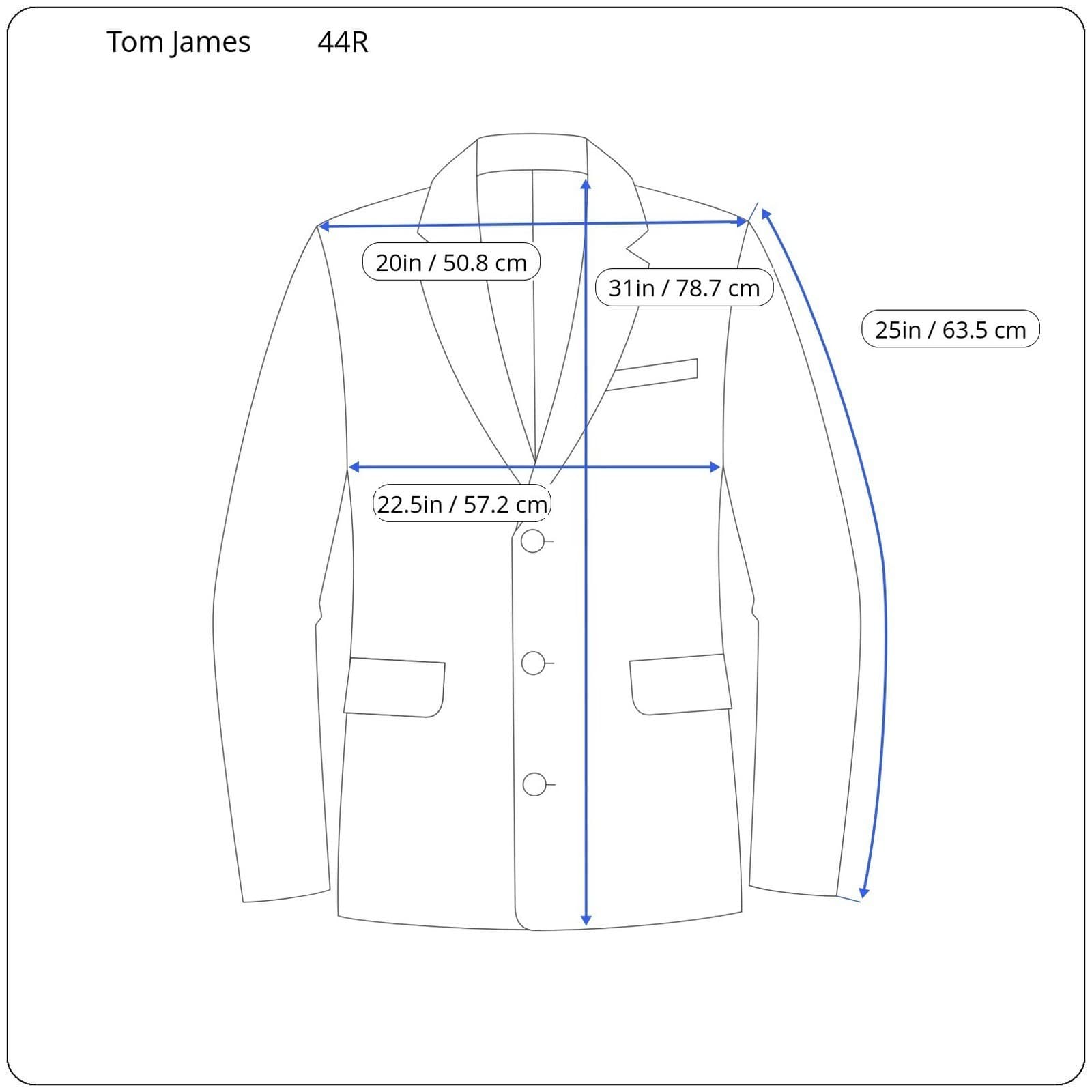 Tom James Men's 44R Investment Collection Navy Blue Pinstripe 100% Wool Blazer - Thumbnail 8