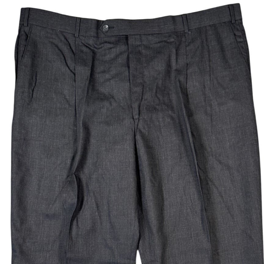 Bachrach Dress Trousers Mens 44 Charcoal Gray Pure New Wool Pleated 43x33.5 - Thumbnail 3