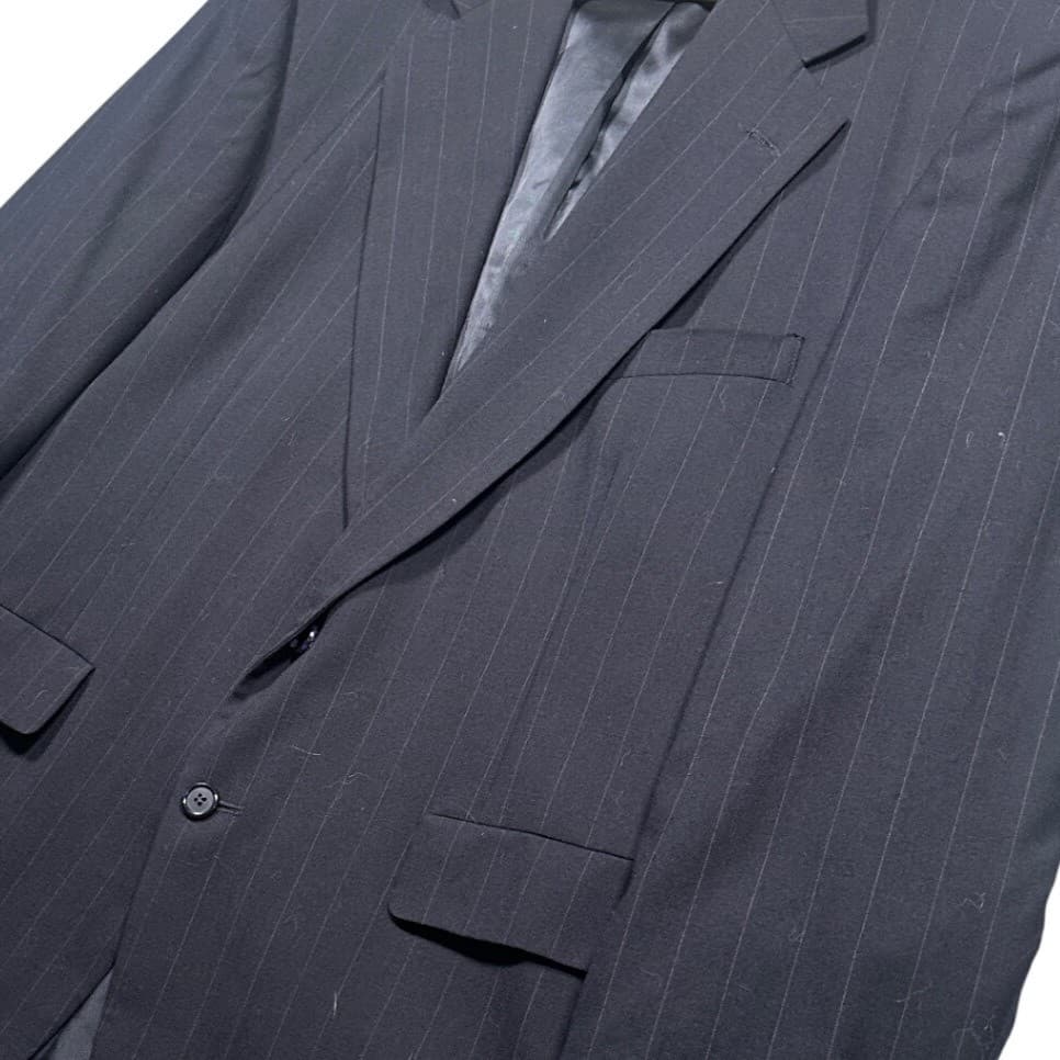 Tom James Men's 44R Investment Collection Navy Blue Pinstripe 100% Wool Blazer - Thumbnail 6
