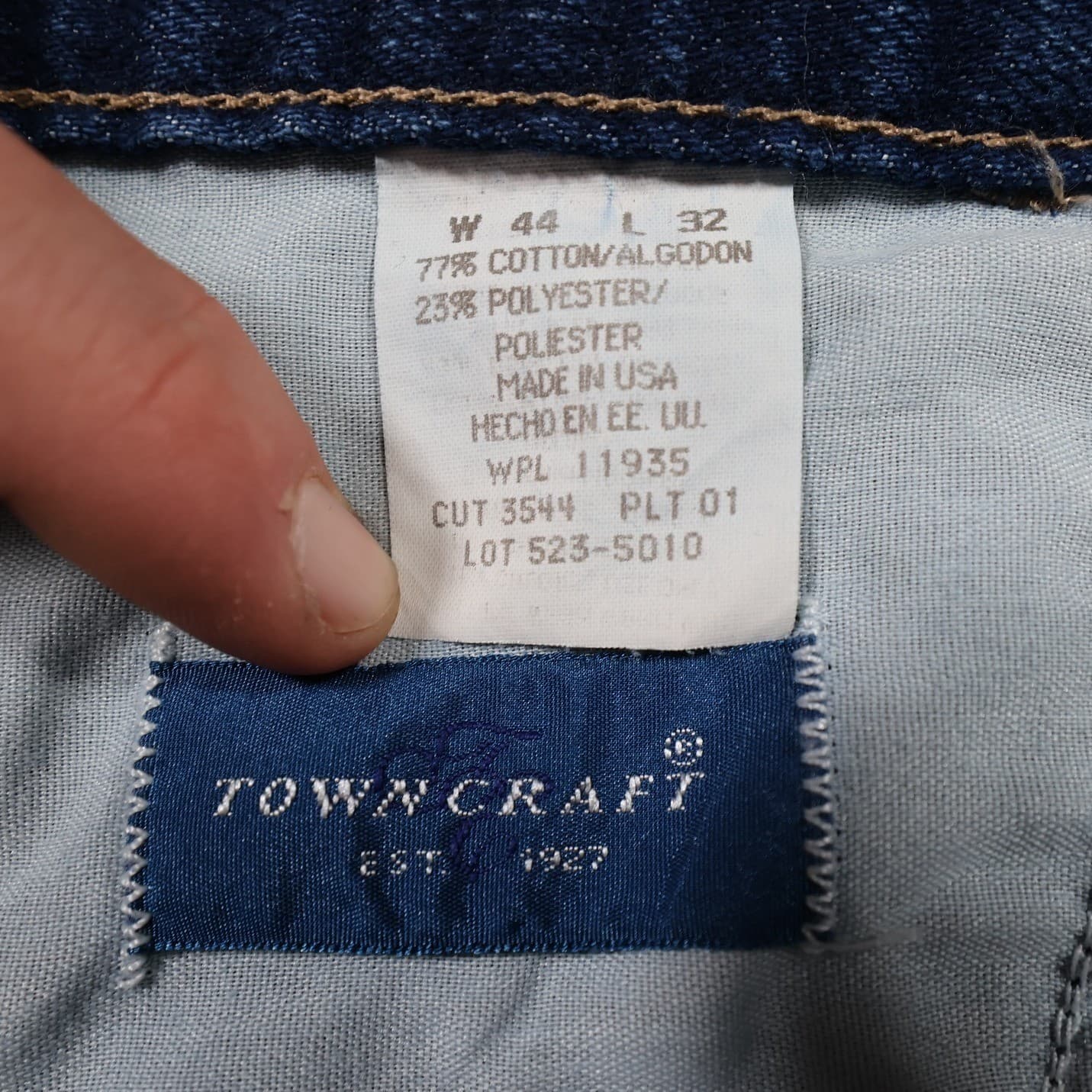 Towncraft Denim Jeans Mens 44x32 Blue Excellent Vintage Made in USA Straight Leg - Thumbnail 7