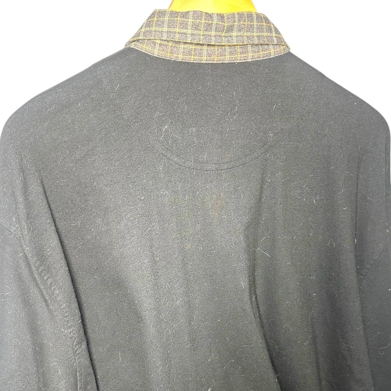 Harold Powell Men's Size XL Black Long Sleeve Polo Shirt Plaid Collar - Thumbnail 6