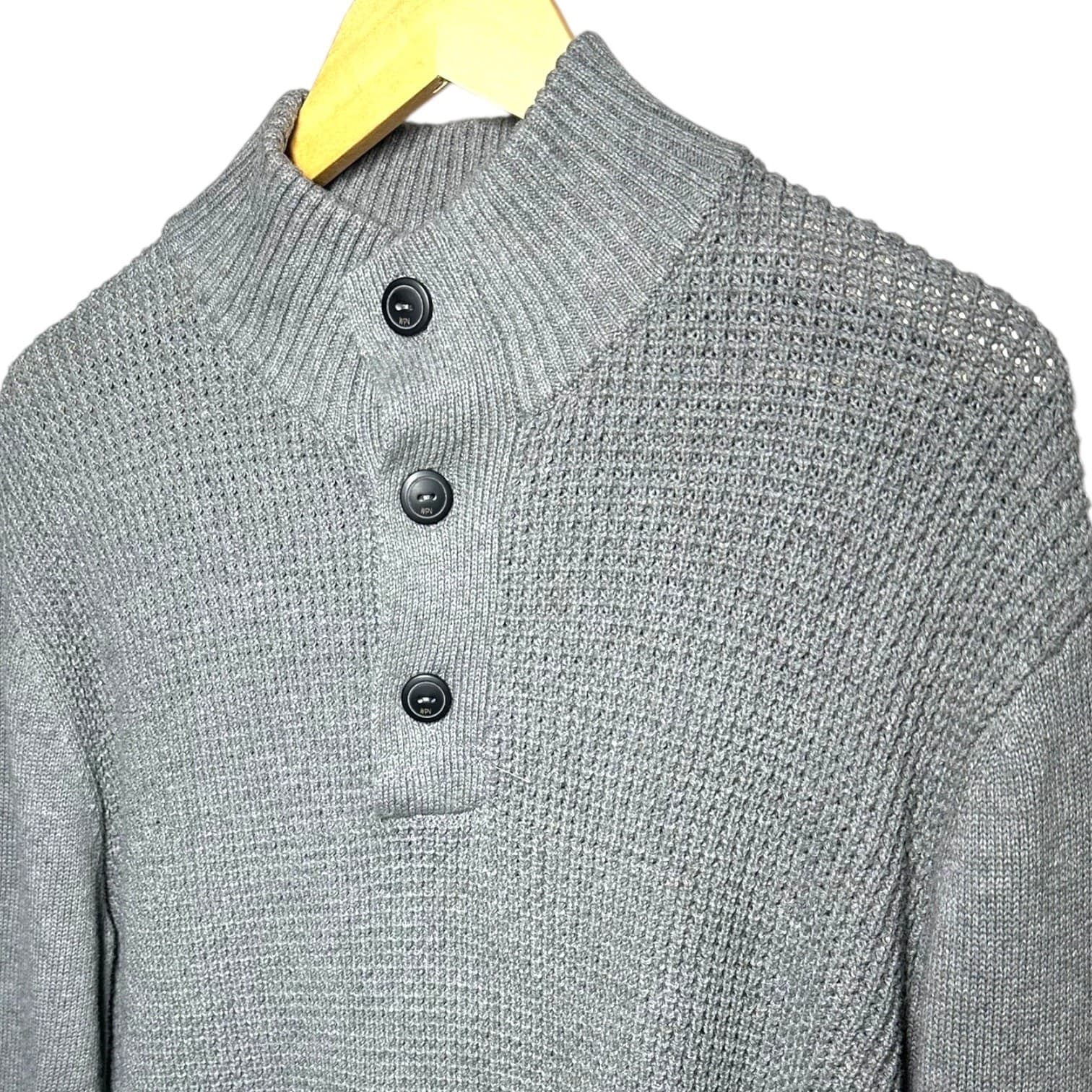 NWT Weatherproof Vintage Men's Mock Neck Pullover Sweater Gray Size M - Thumbnail 3