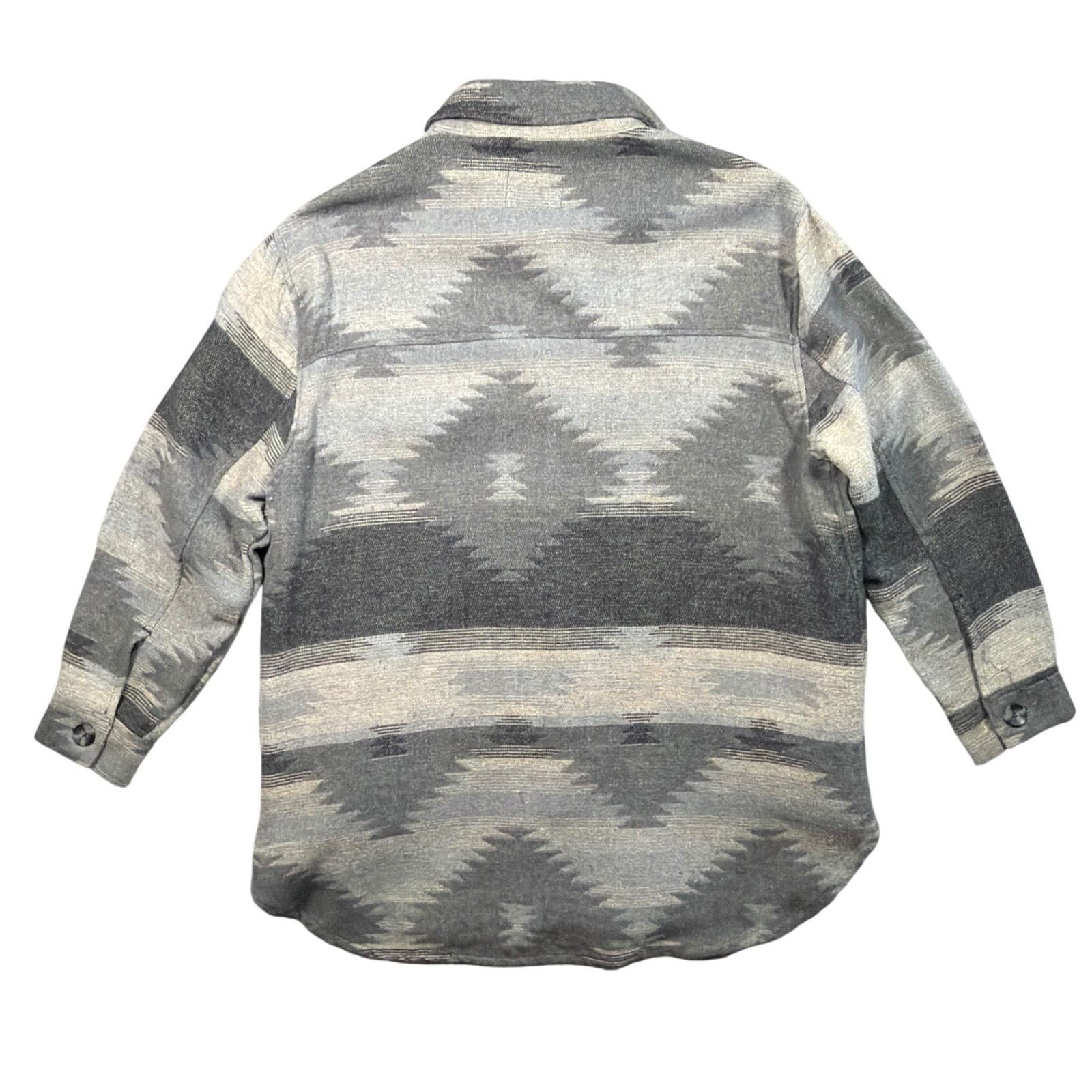 Dictionary Shacket Mens L/XL Gray Excellent Aztec Southwestern Pattern - Thumbnail 2