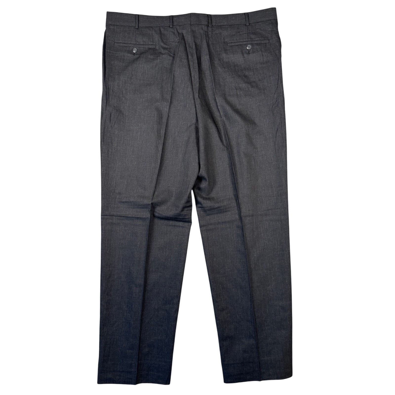 Bachrach Dress Trousers Mens 44 Charcoal Gray Pure New Wool Pleated 43x33.5 - Thumbnail 2