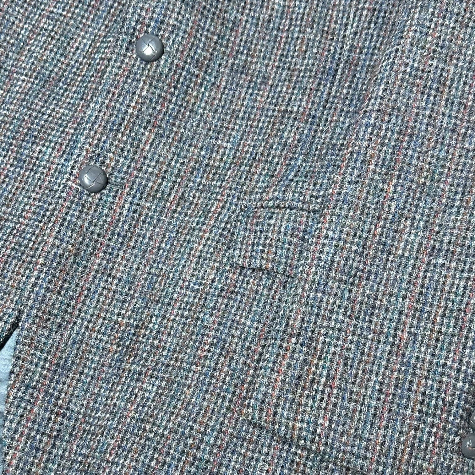 John Alexander Harris Tweed Blazer Mens 44R Gray Blue Wool Sport Coat - Thumbnail 6