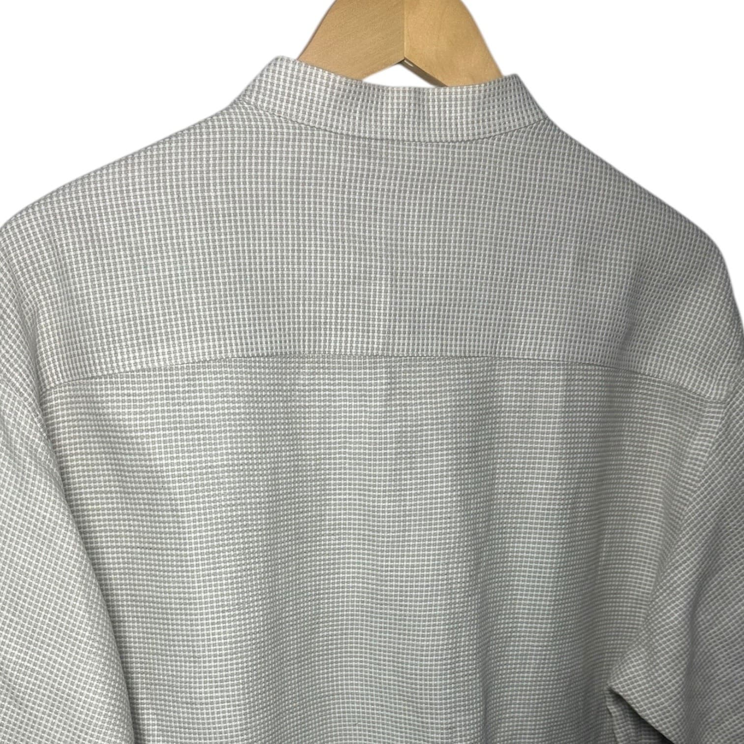 Alfani Men's Size Large Light Gray Linen Cotton Blend Collar Button Up Shirt - Thumbnail 6