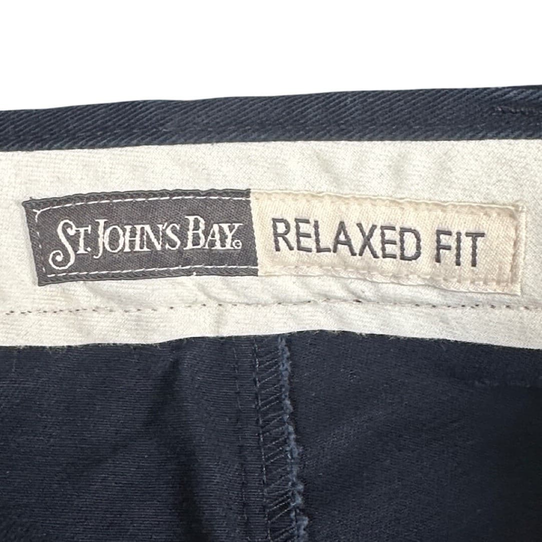 St Johns Bay Chinos Mens Size 44 Navy Blue Relaxed Fit Pleated Pants 43x32 - Thumbnail 5