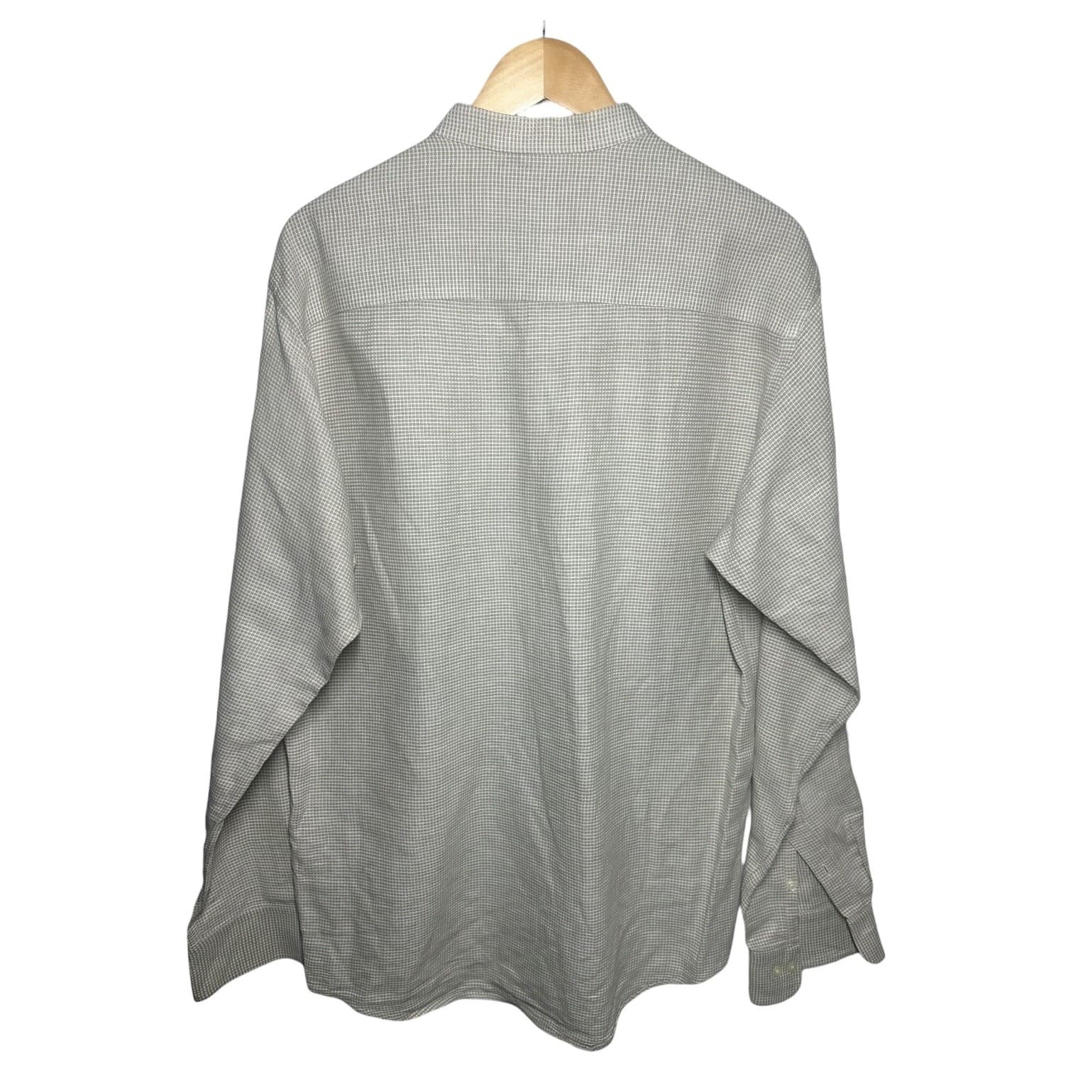 Alfani Men's Size Large Light Gray Linen Cotton Blend Collar Button Up Shirt - Thumbnail 5