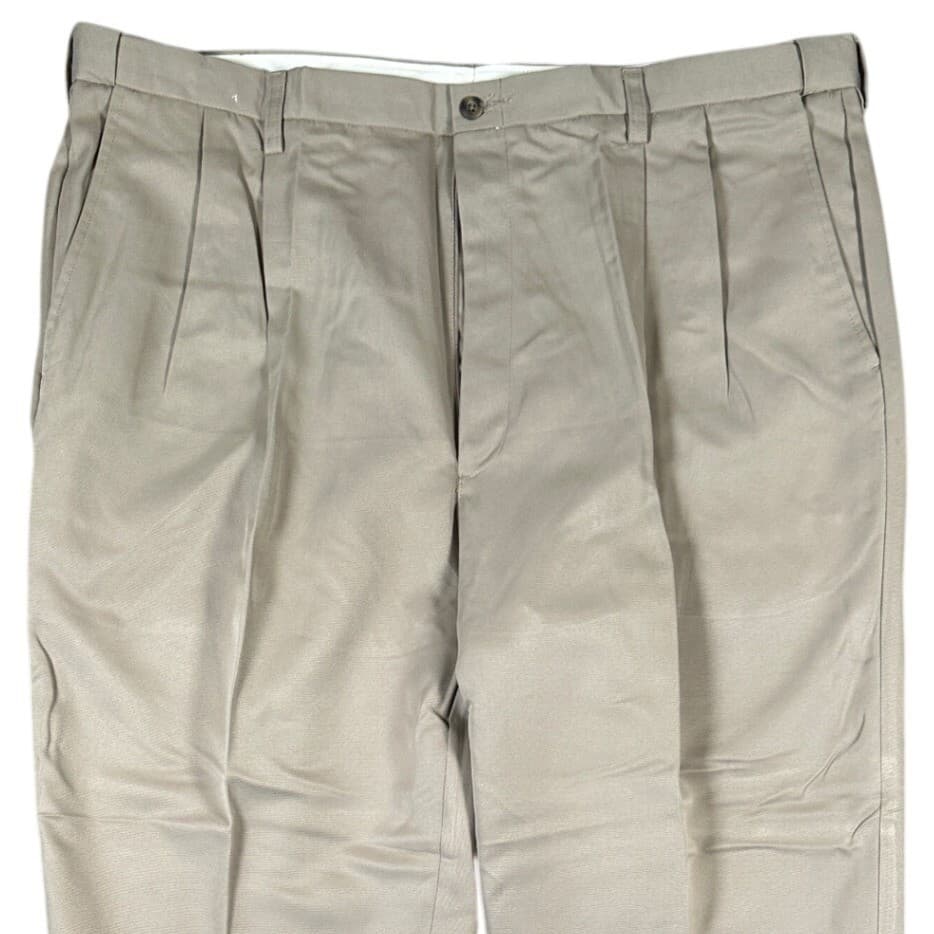 Haggar Pleated Dress Pants Mens Size 44 Beige Tan Straight Leg - Thumbnail 3