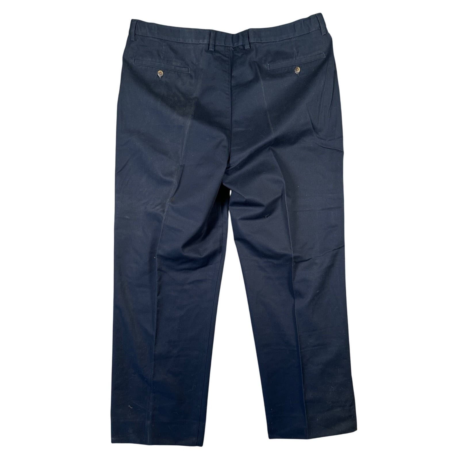 St Johns Bay Chinos Mens Size 44 Navy Blue Relaxed Fit Pleated Pants 43x32 - Thumbnail 3
